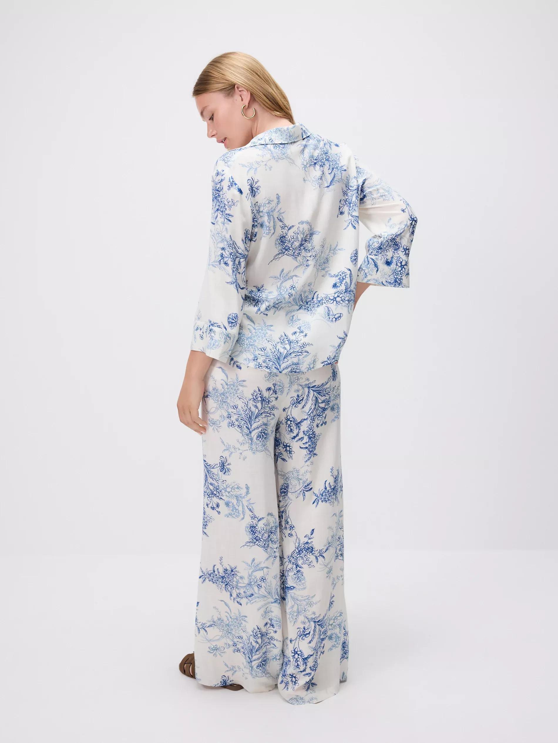 Blue Patterned Viscose Shirt, Blue, large image number 3