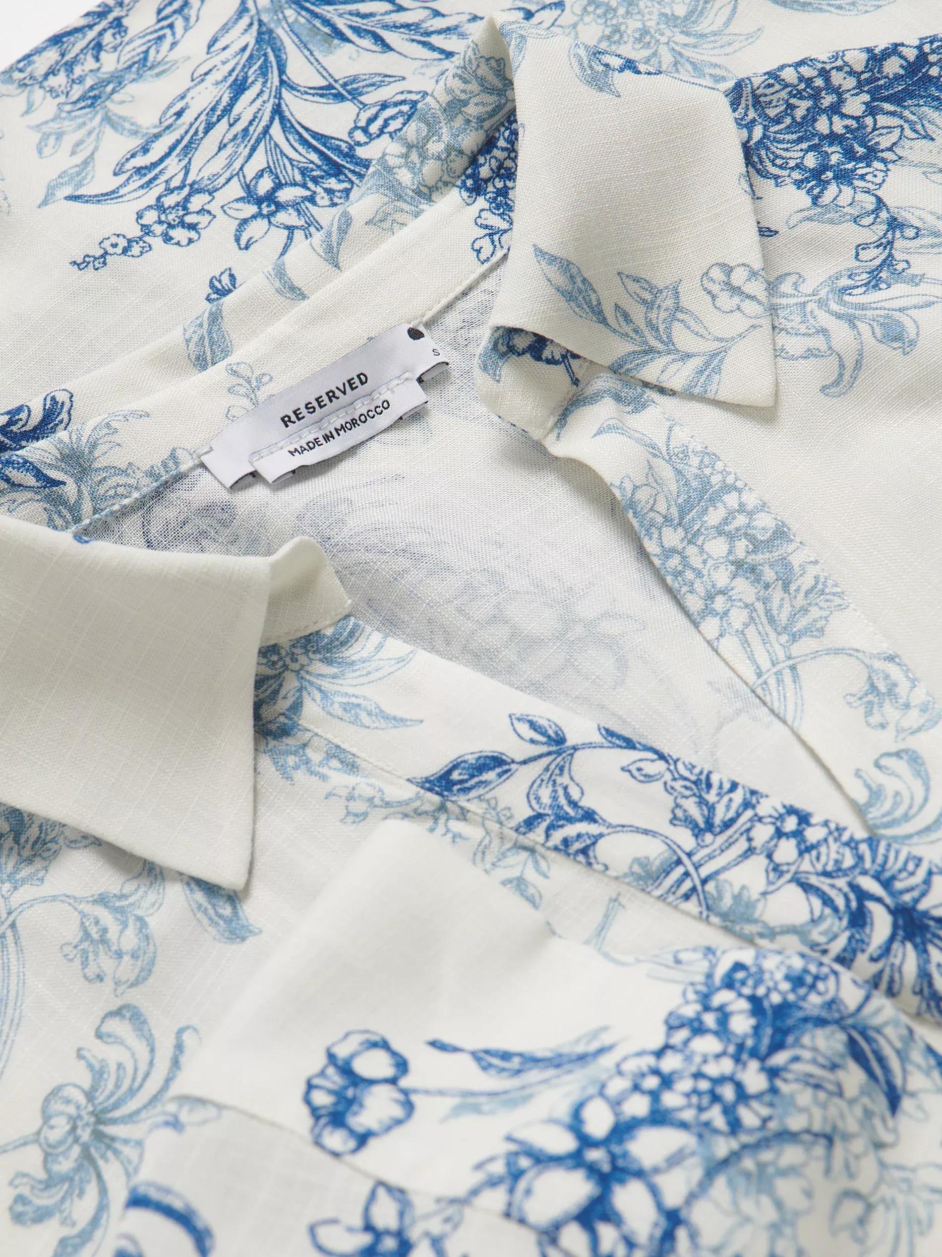 Blue Patterned Viscose Shirt, Blue, large image number 5