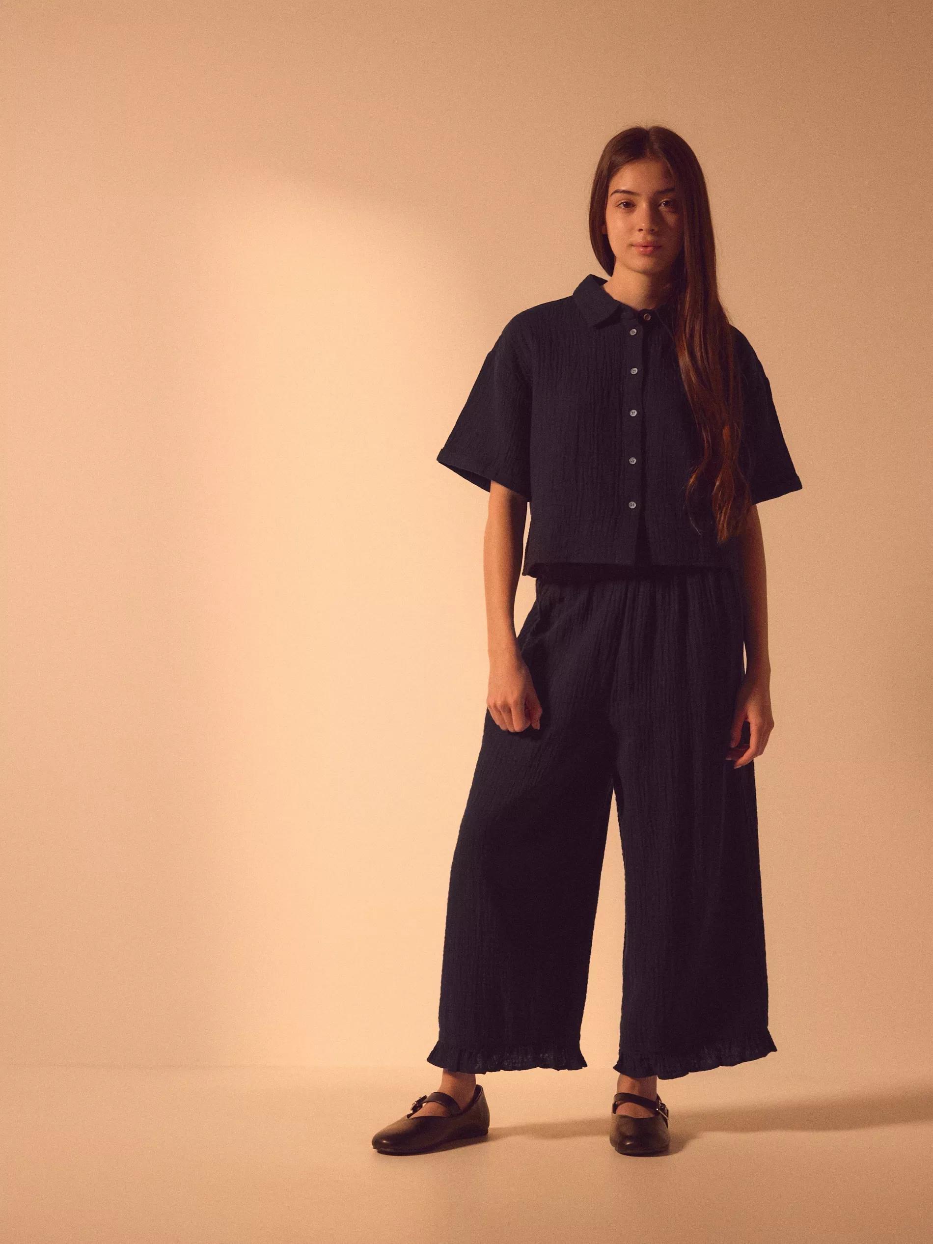 قميص موسلين أسود, Black, medium