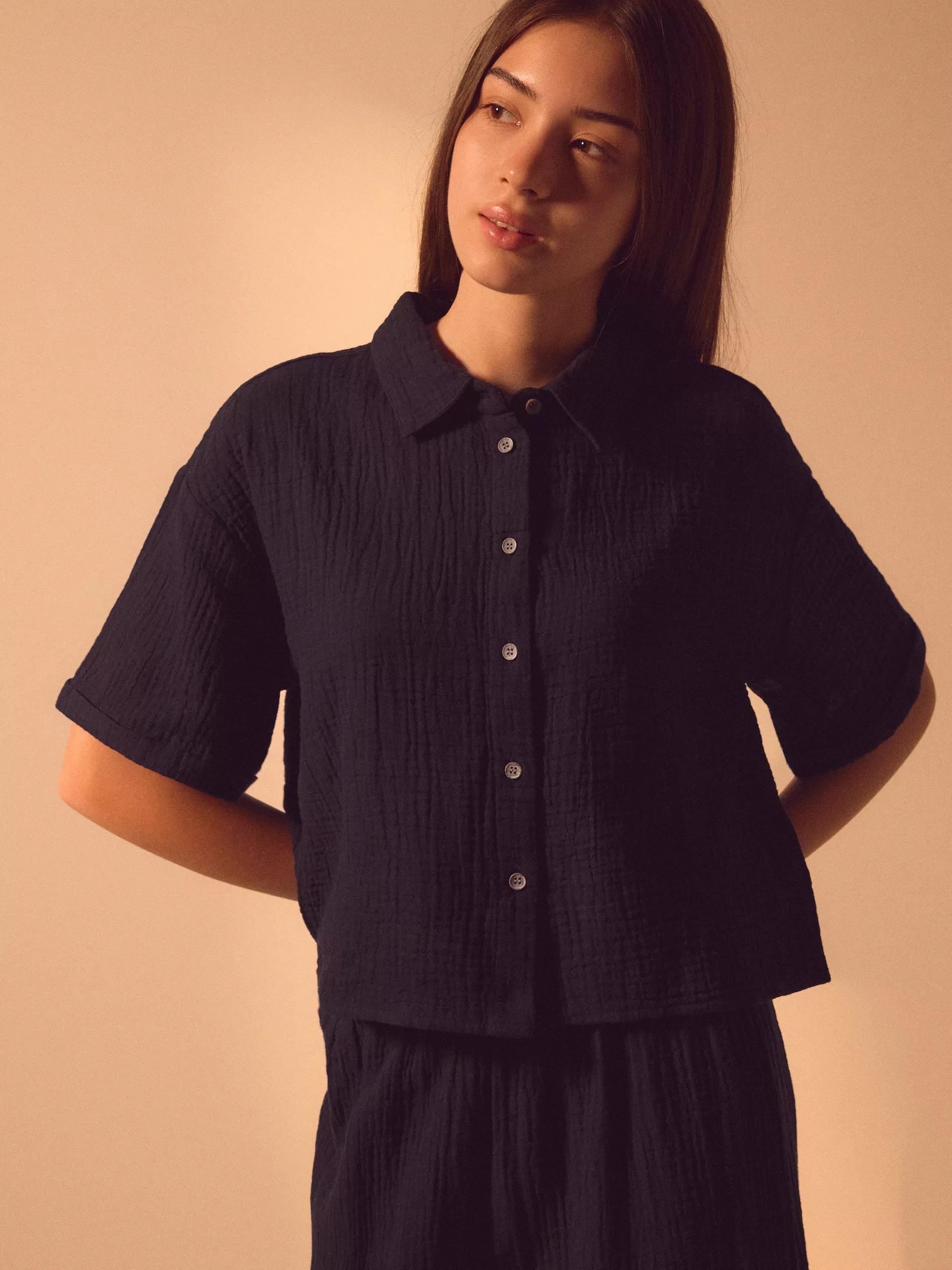 قميص موسلين أسود, Black, large image number 3