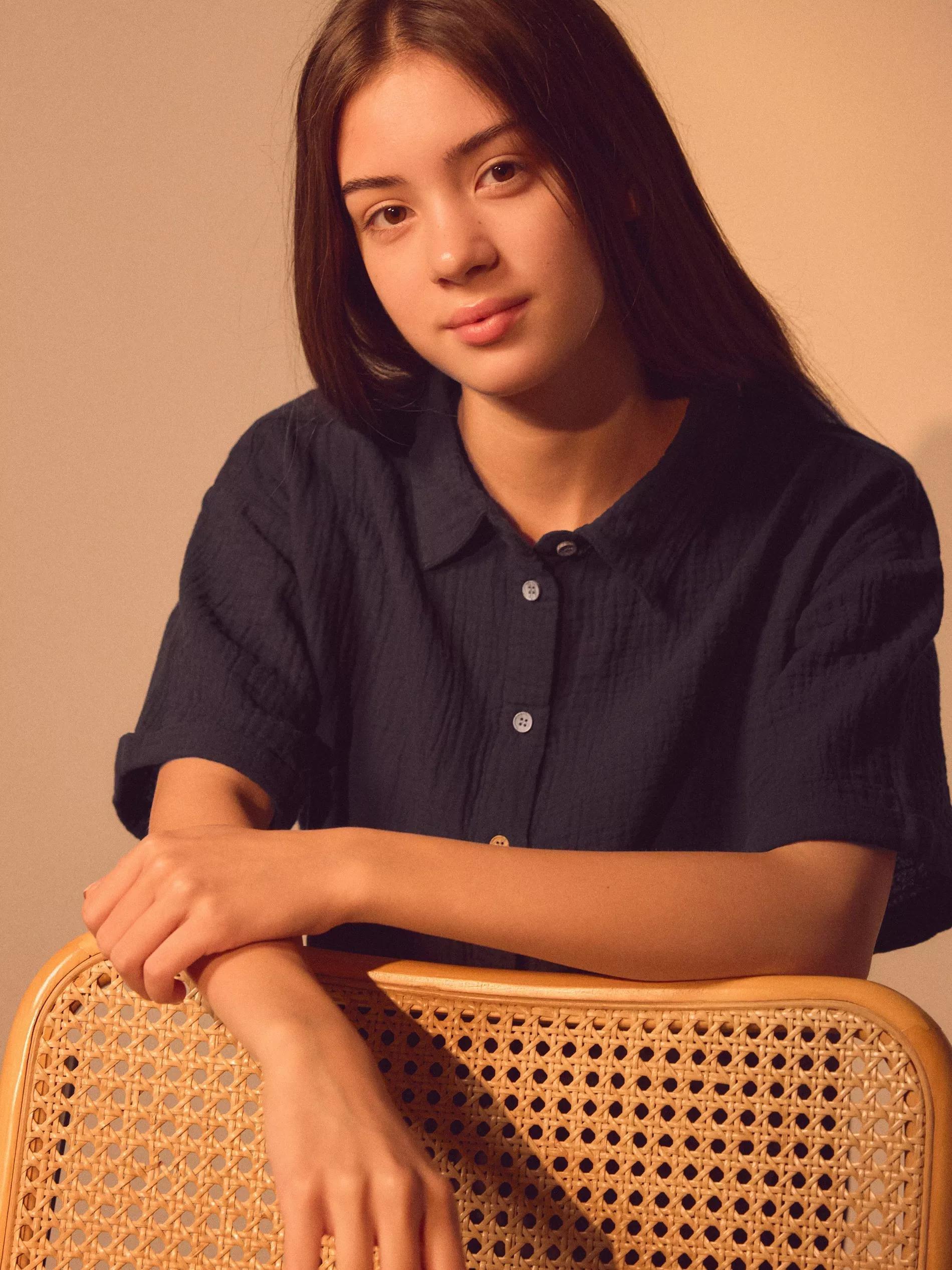 قميص موسلين أسود, Black, large image number 4