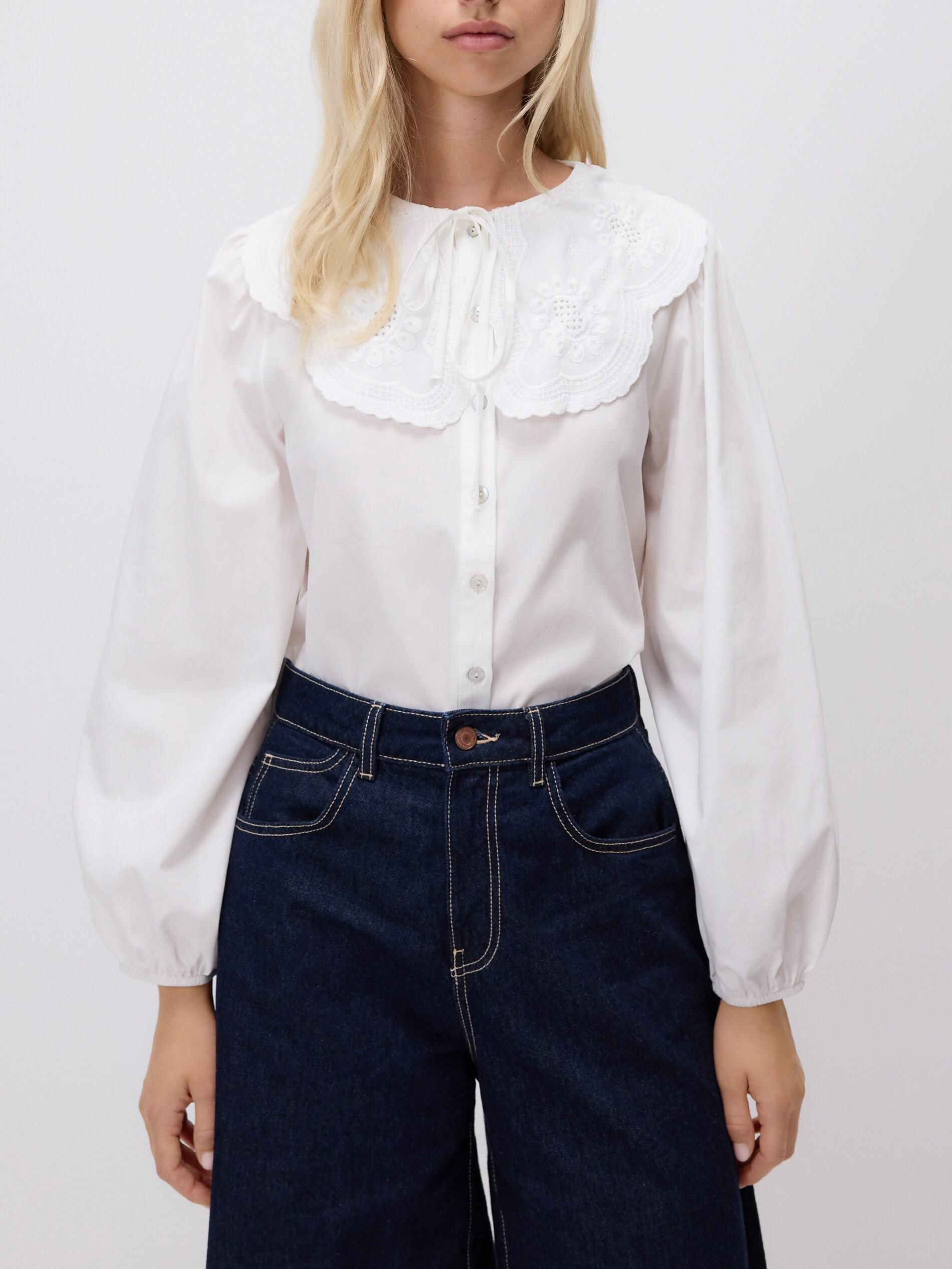White Shirt With Decorative Collar, White, large image number 2