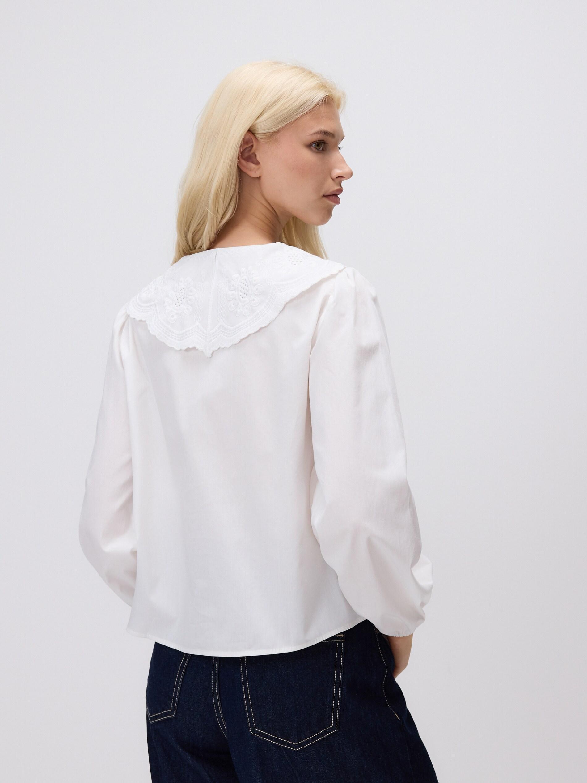 White Shirt With Decorative Collar, White, large image number 7