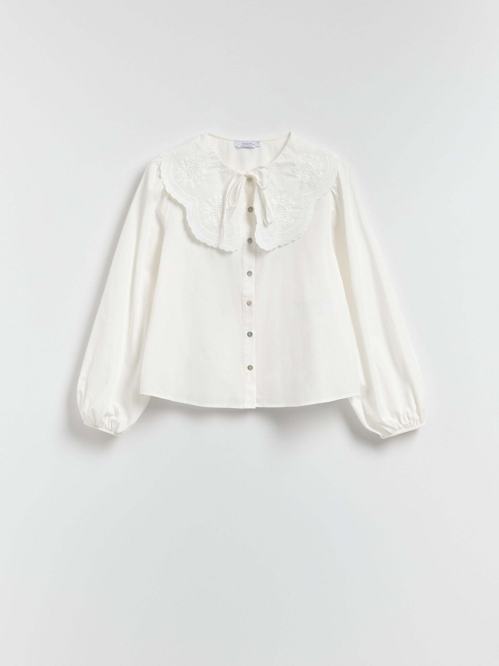 White Shirt With Decorative Collar, White, large image number 8