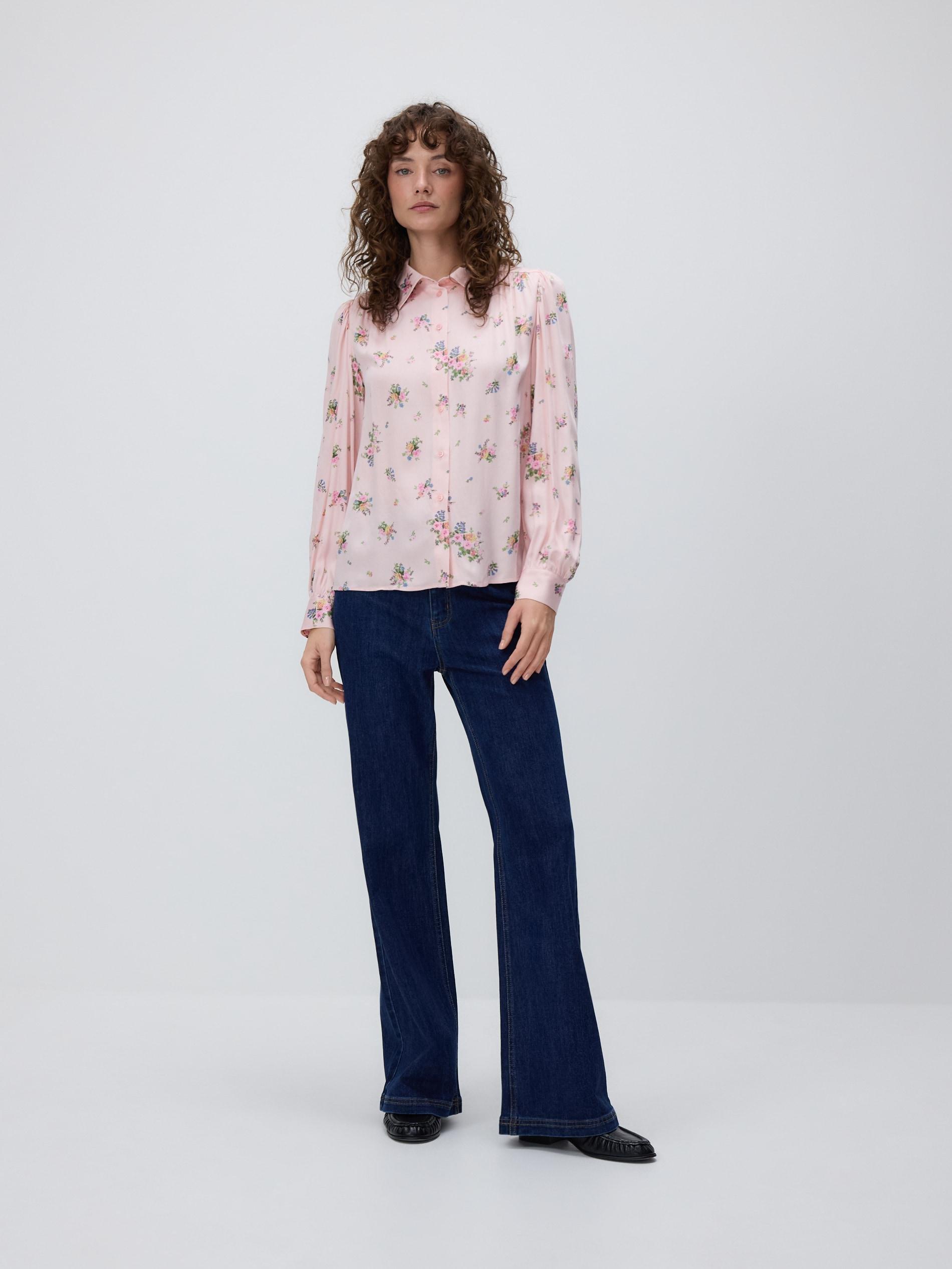 Pink Patterned Viscose Shirt, Pink, medium