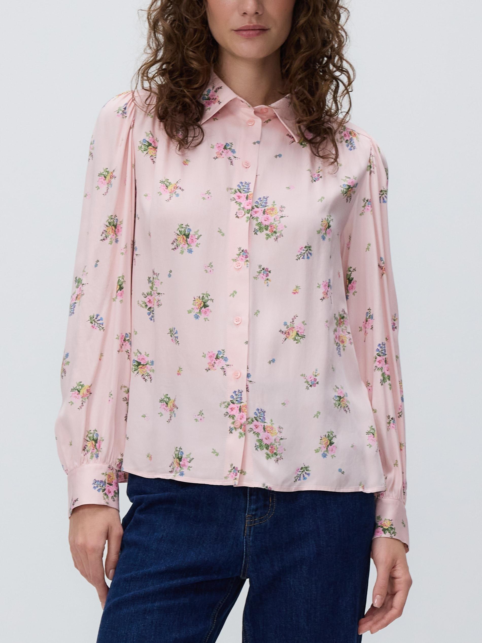 Pink Patterned Viscose Shirt, Pink, medium