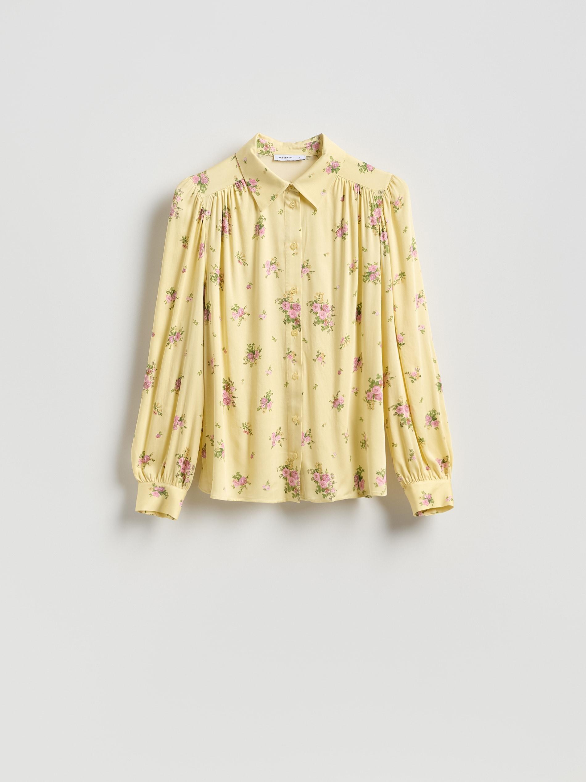 Yellow Patterned Viscose Shirt, Yellow, large image number 4