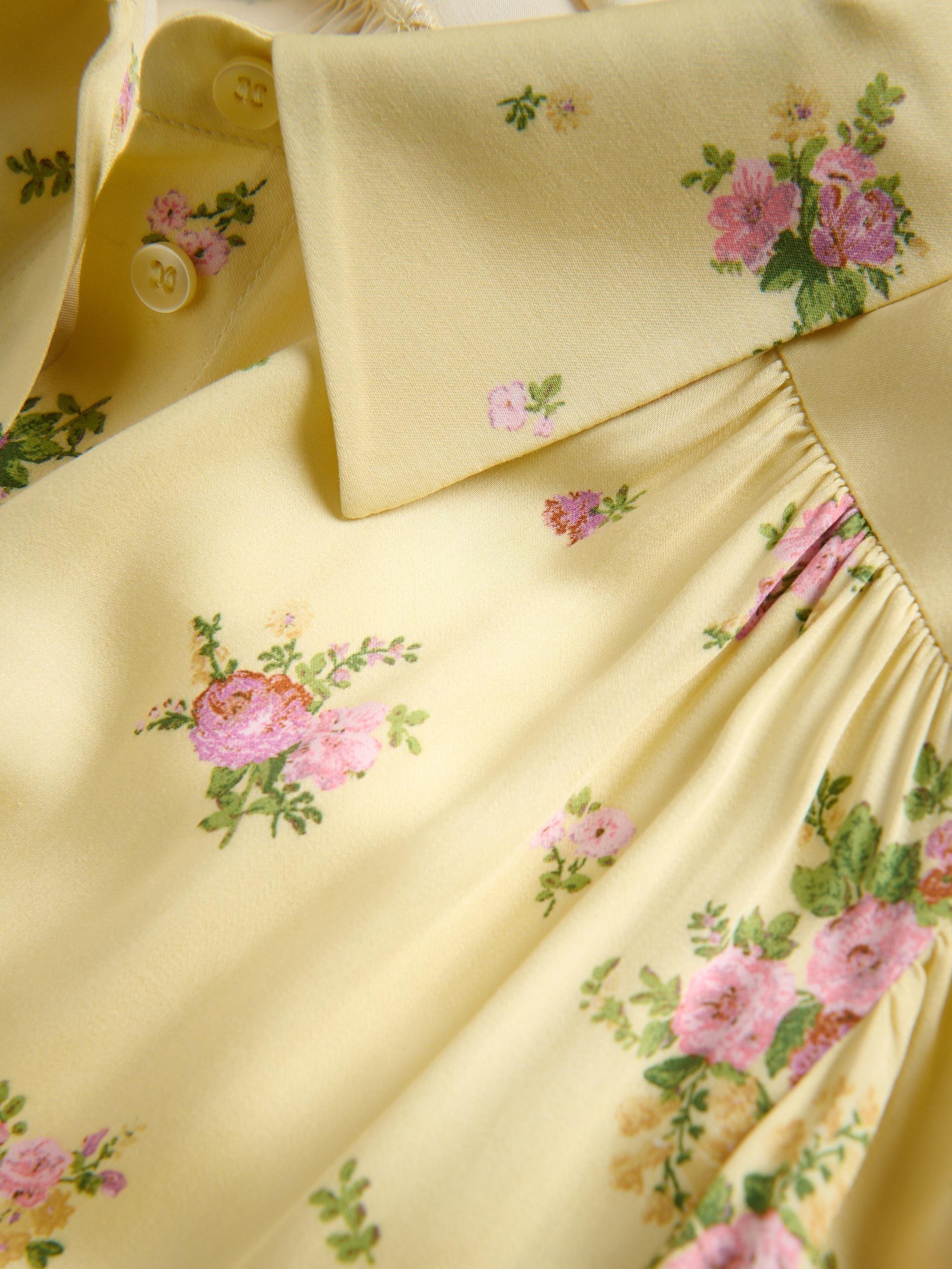 Yellow Patterned Viscose Shirt, Yellow, large image number 5