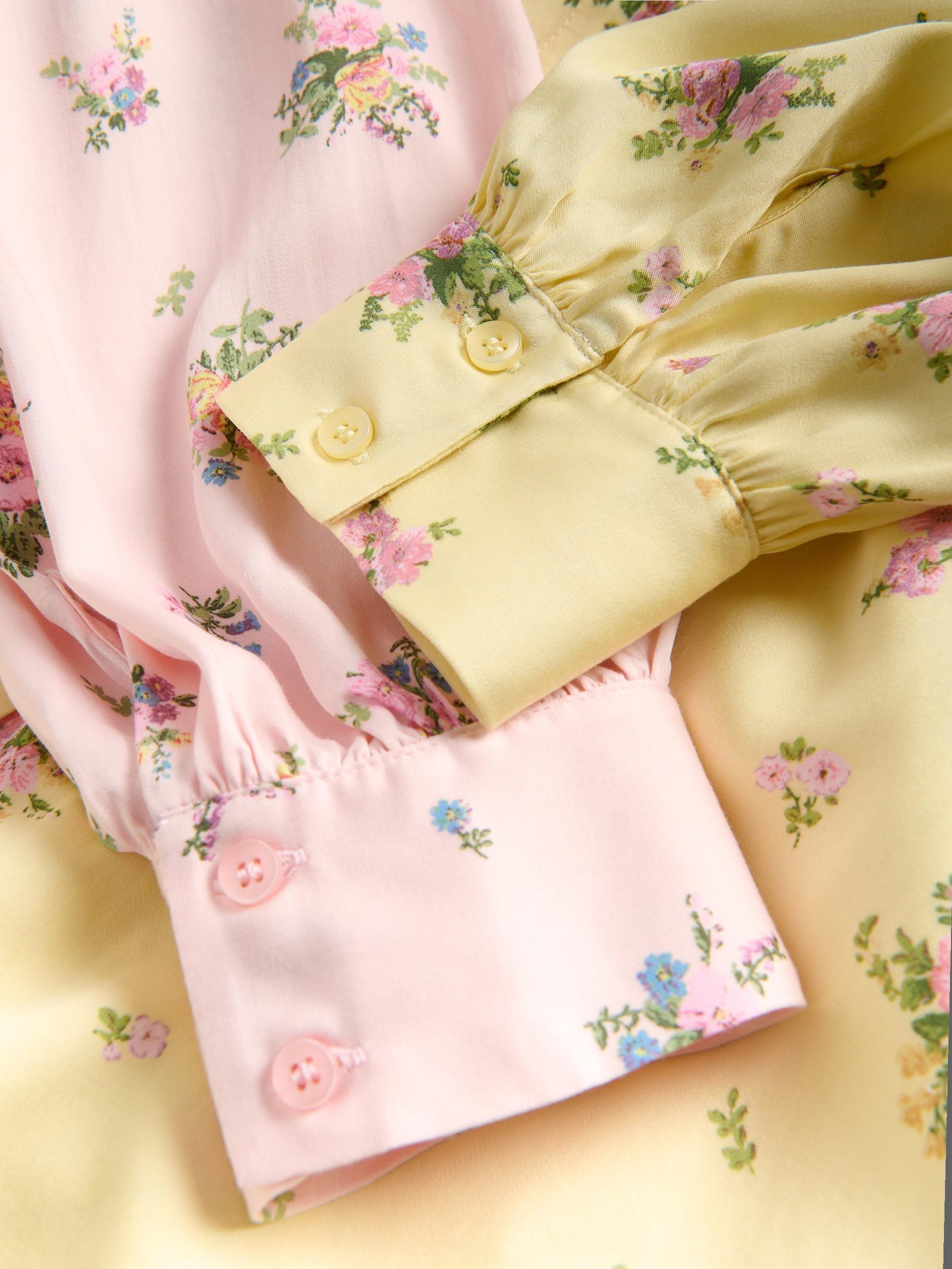 Yellow Patterned Viscose Shirt, Yellow, large image number 6