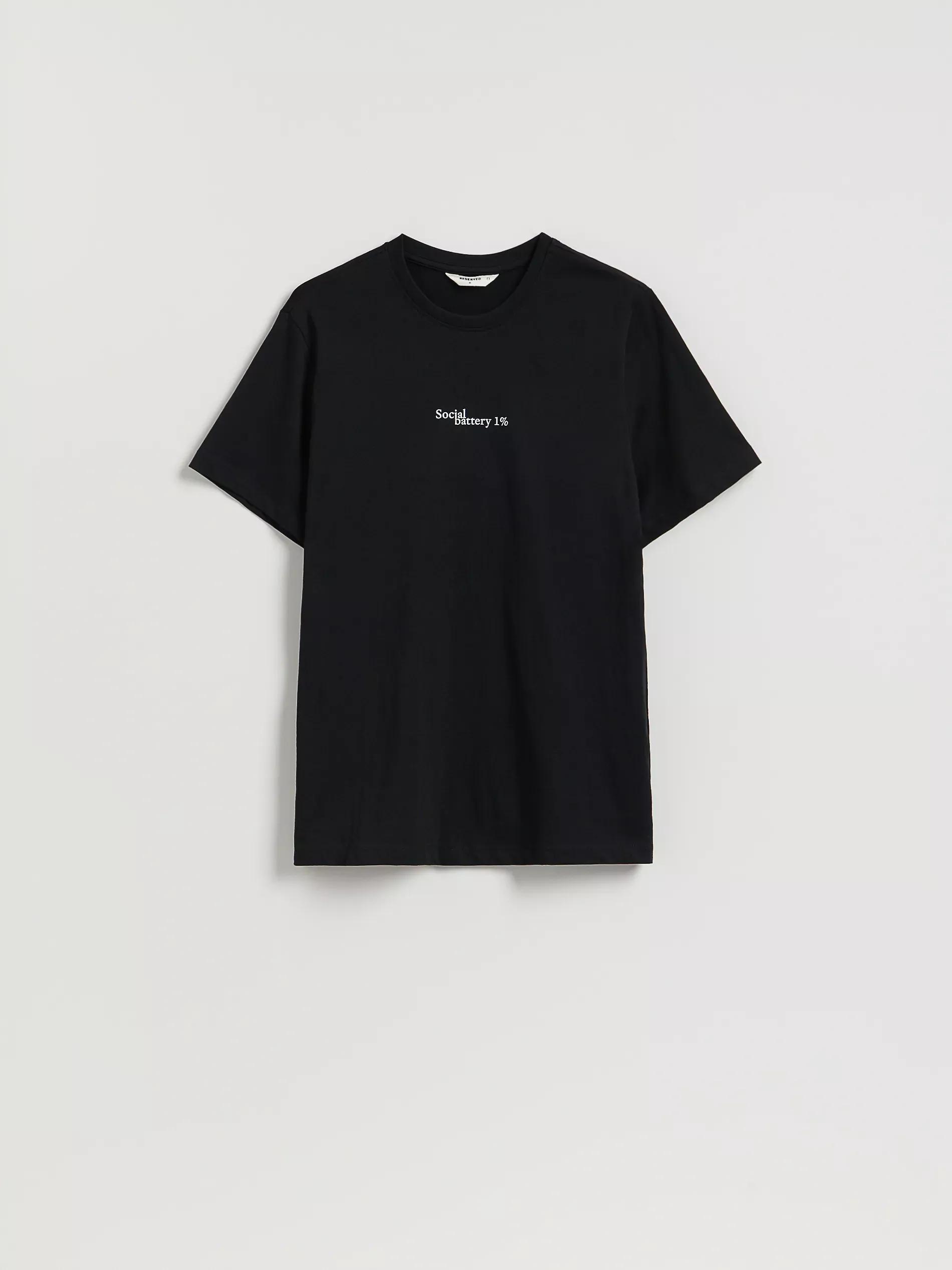 Black Regular Fit T-Shirt With Print, Black, large image number 0