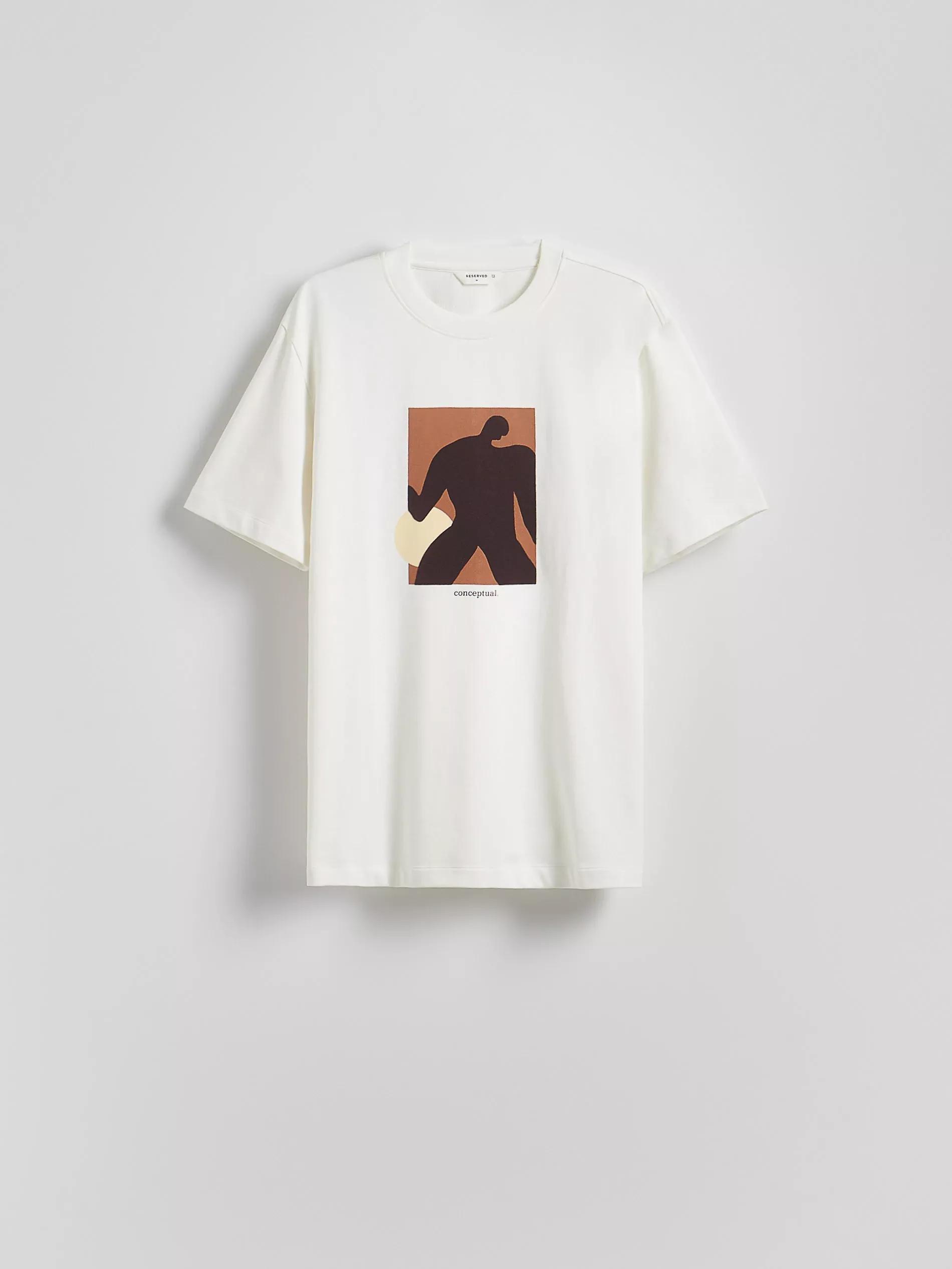 Cream Comfort Fit T-Shirt With Print, Ivory, large image number 3