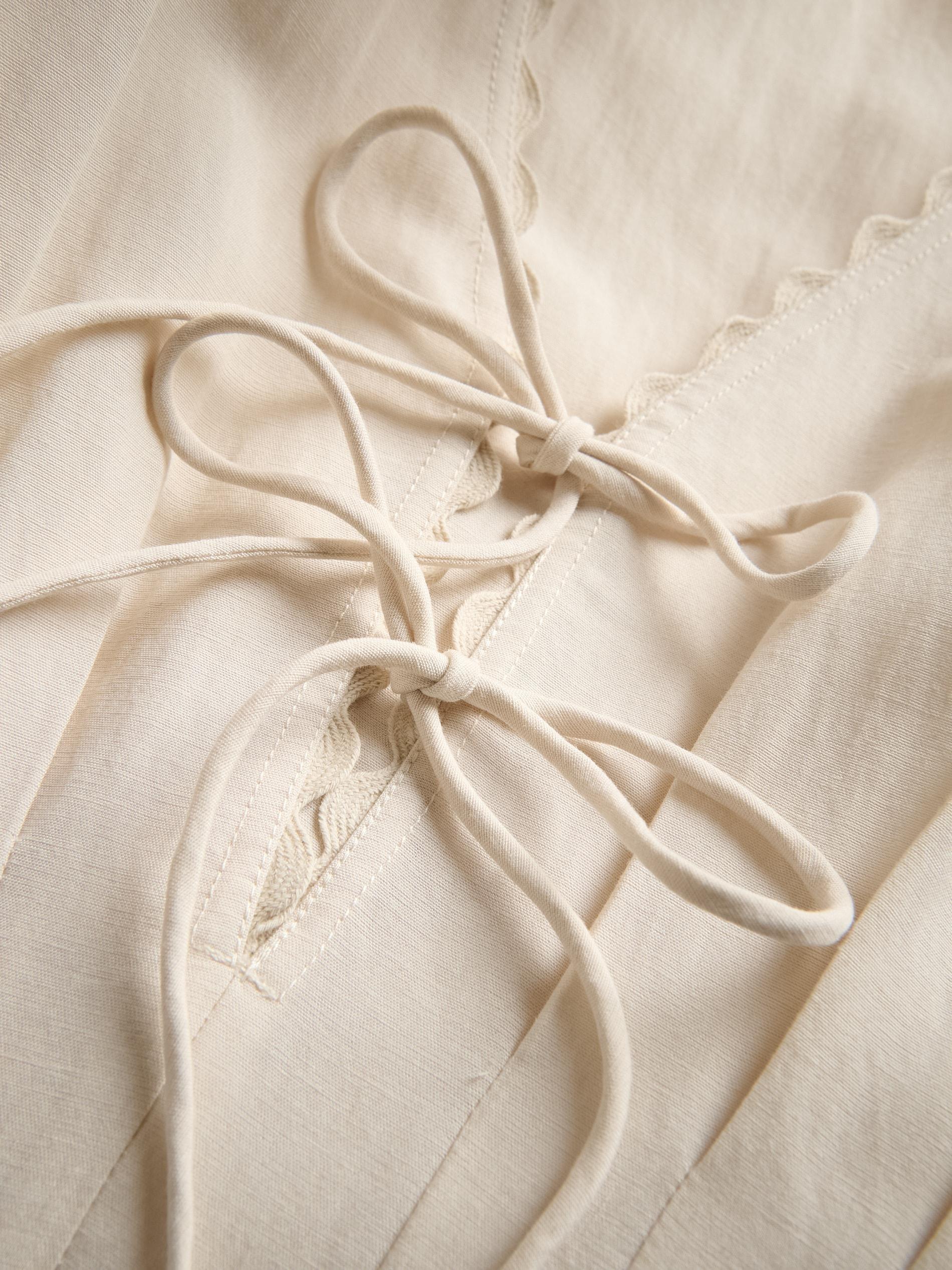 Beige Lyocell Rich Midi Dress, Ivory, large image number 5