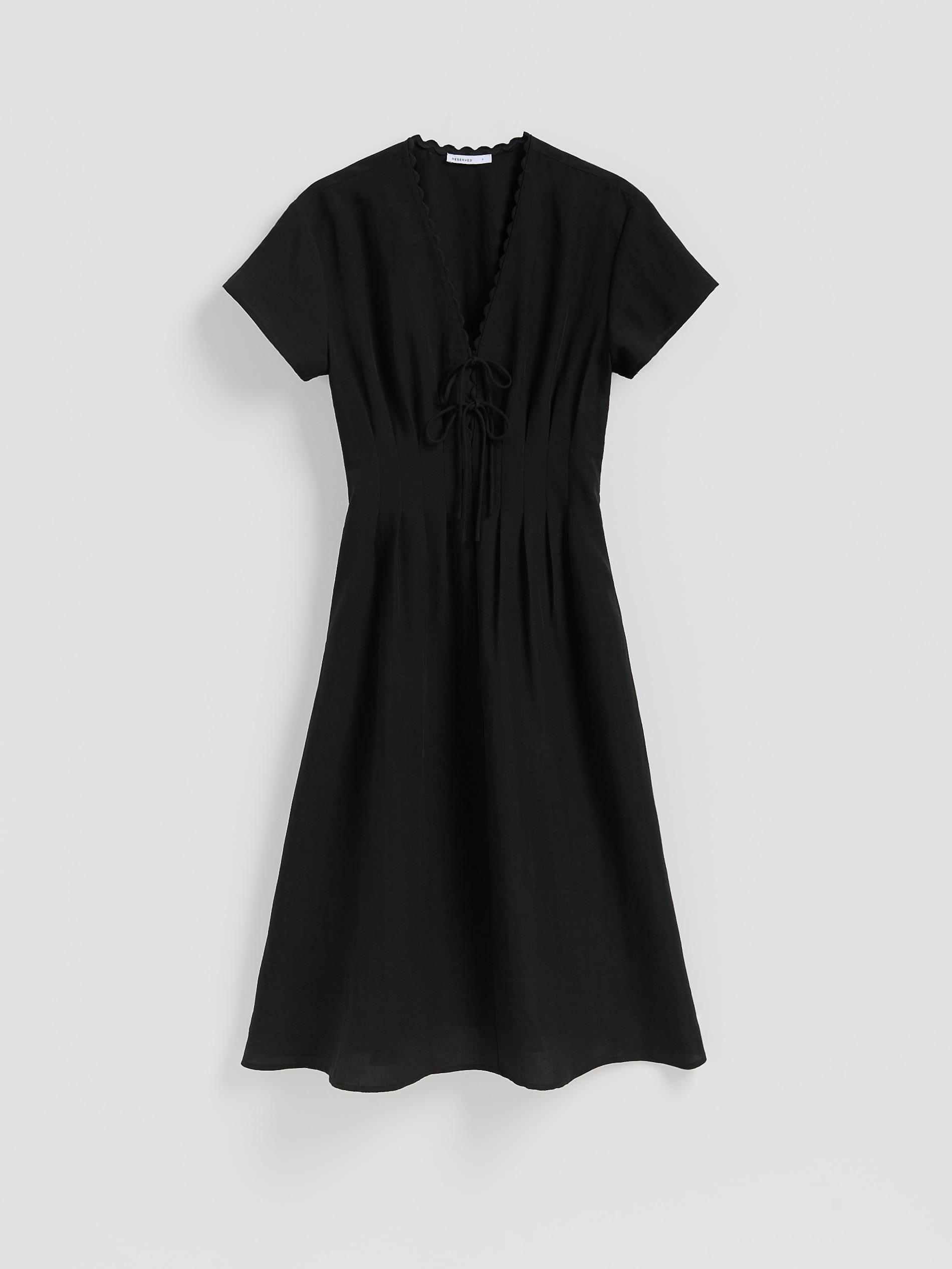 Black Lyocell Rich Midi Dress, Black, large image number 4