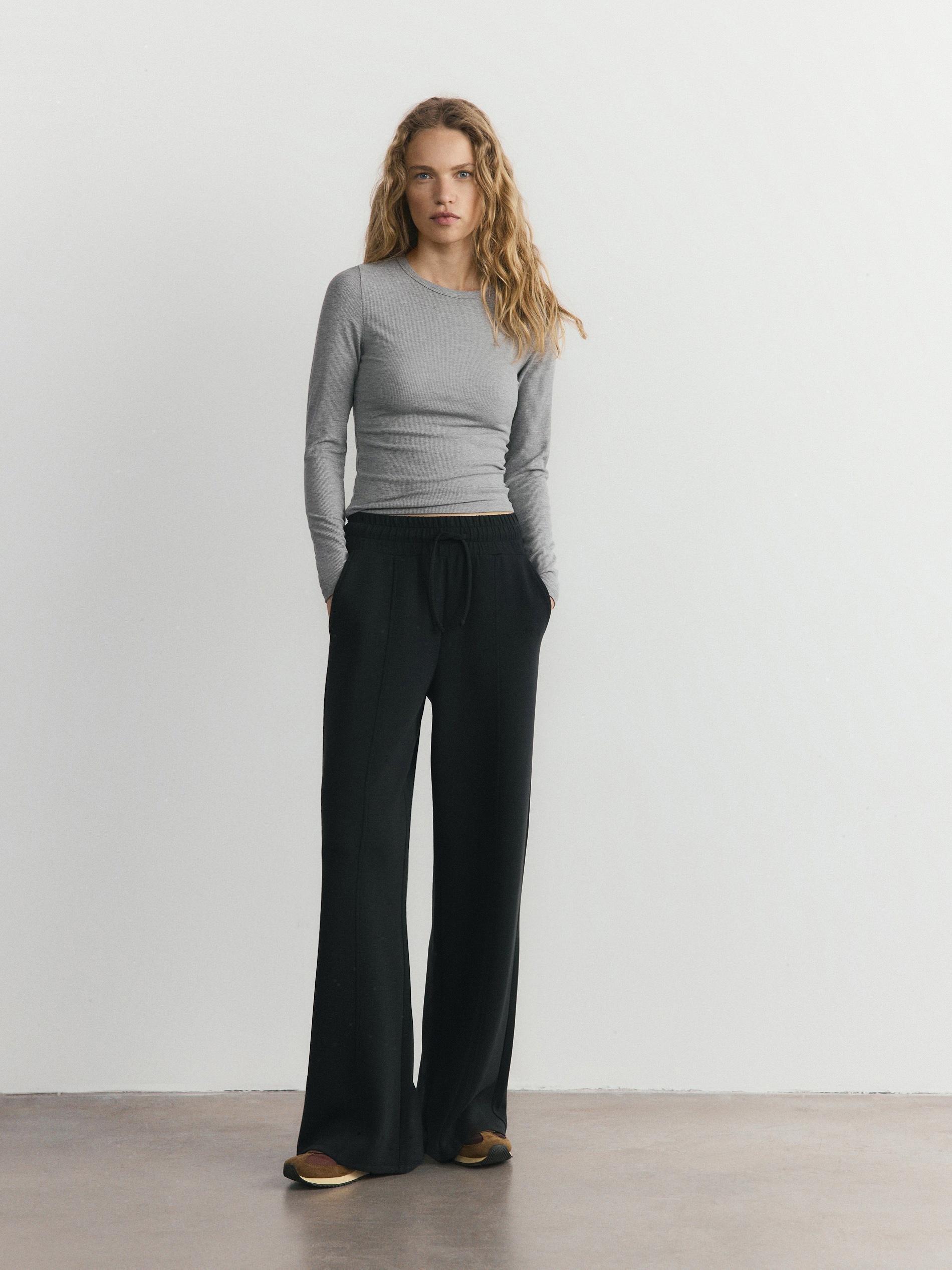 Grey Modal Rich Long Sleeve T-Shirt, Light grey, large image number 2