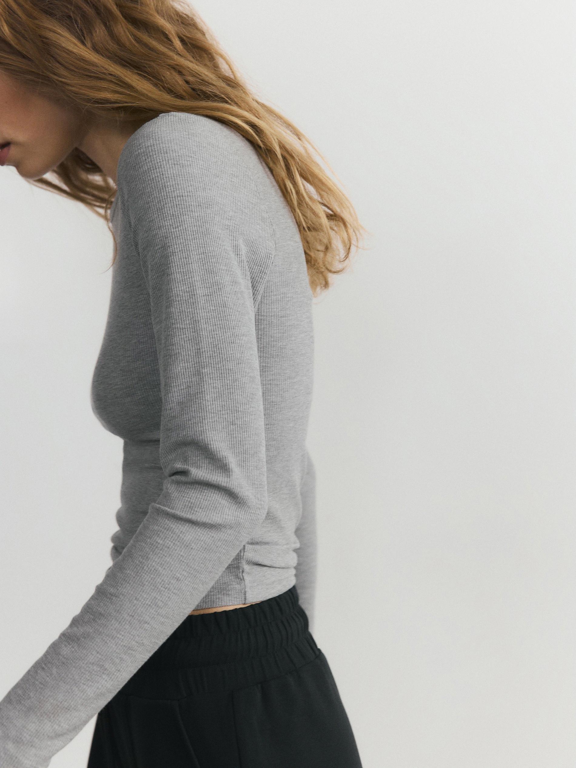 Grey Modal Rich Long Sleeve T-Shirt, Light grey, large image number 4