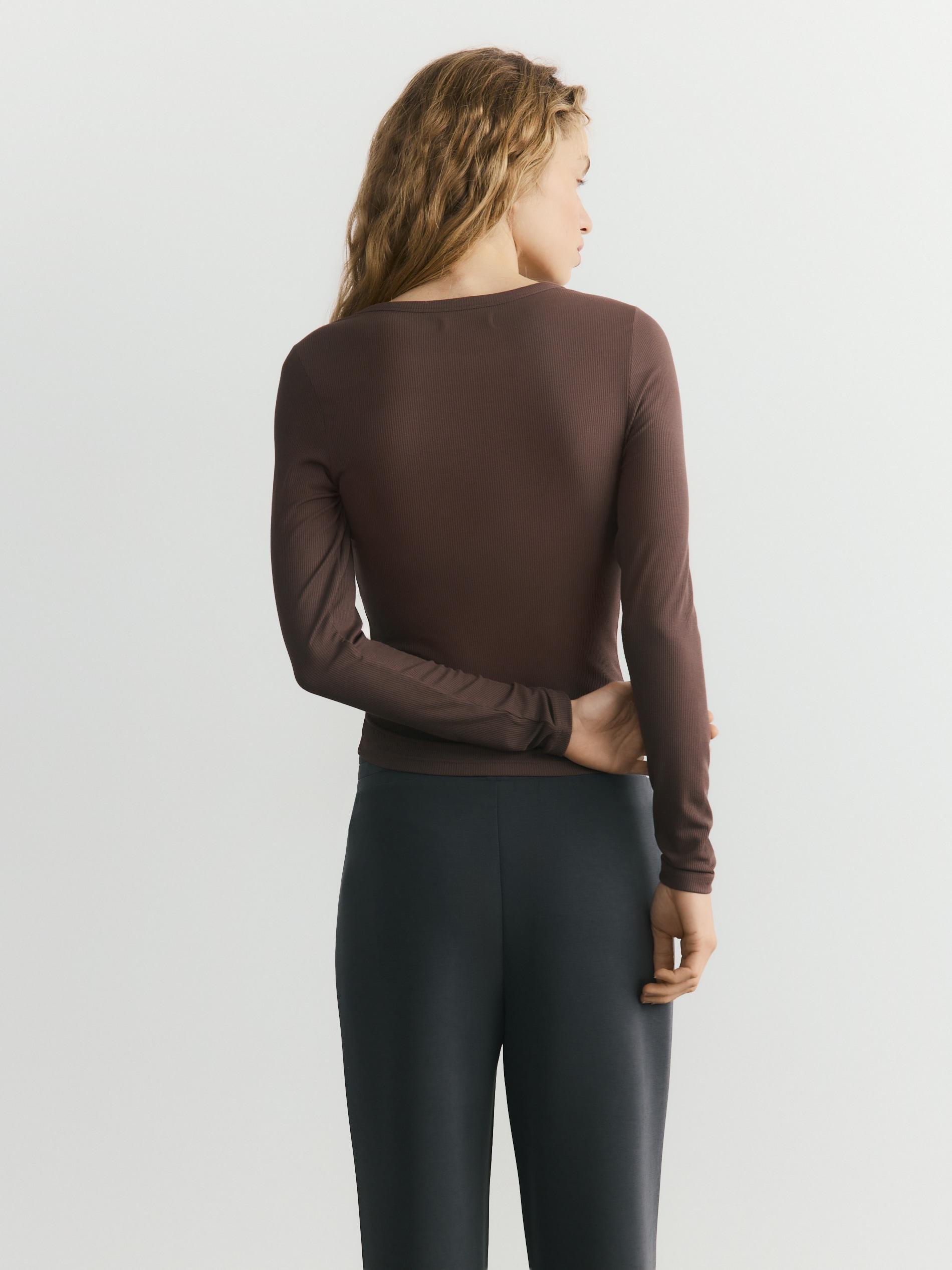 Brown Modal Rich Long Sleeve T-Shirt, Brown, large image number 3