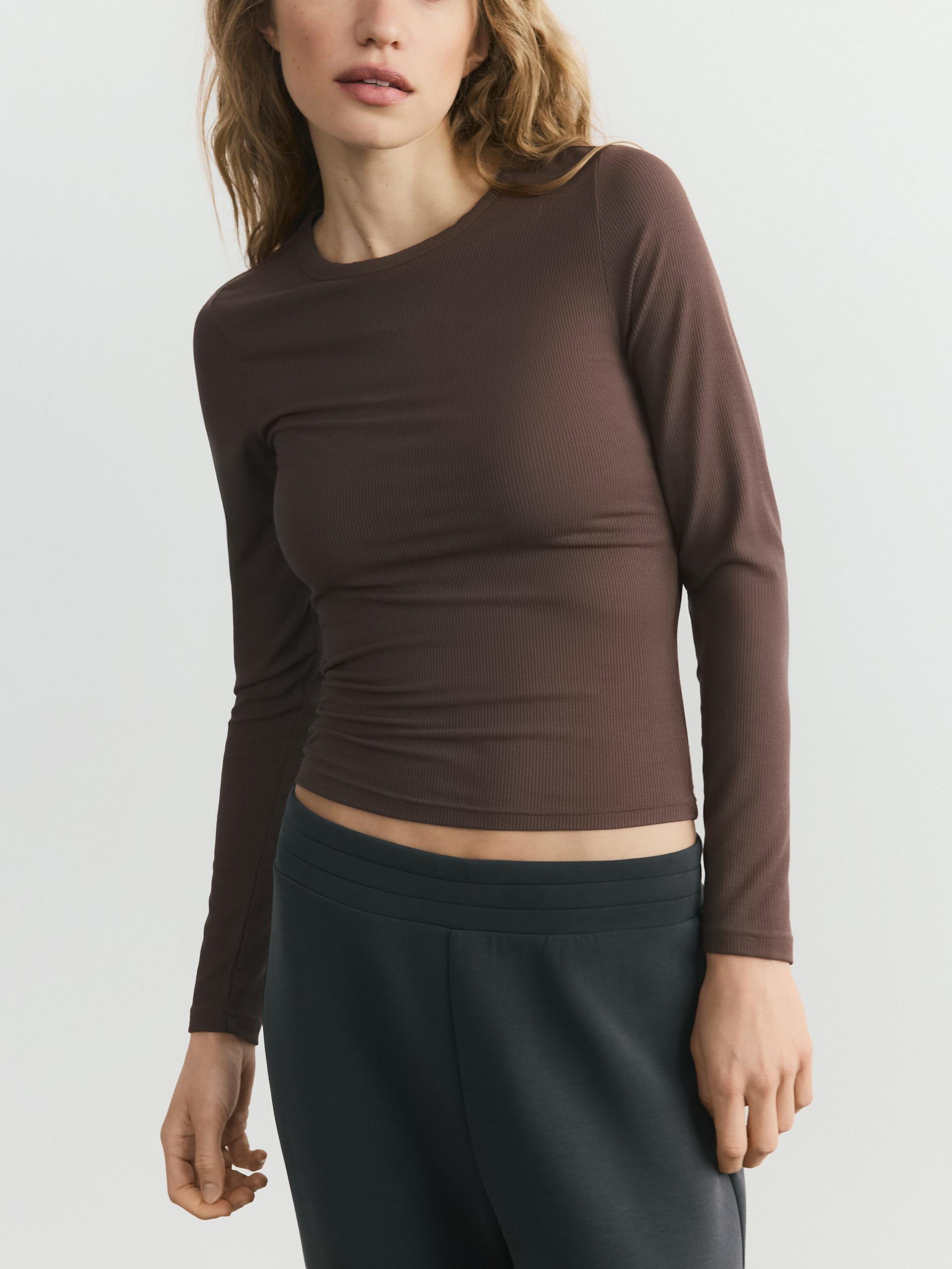 Brown Modal Rich Long Sleeve T-Shirt, Brown, large image number 4