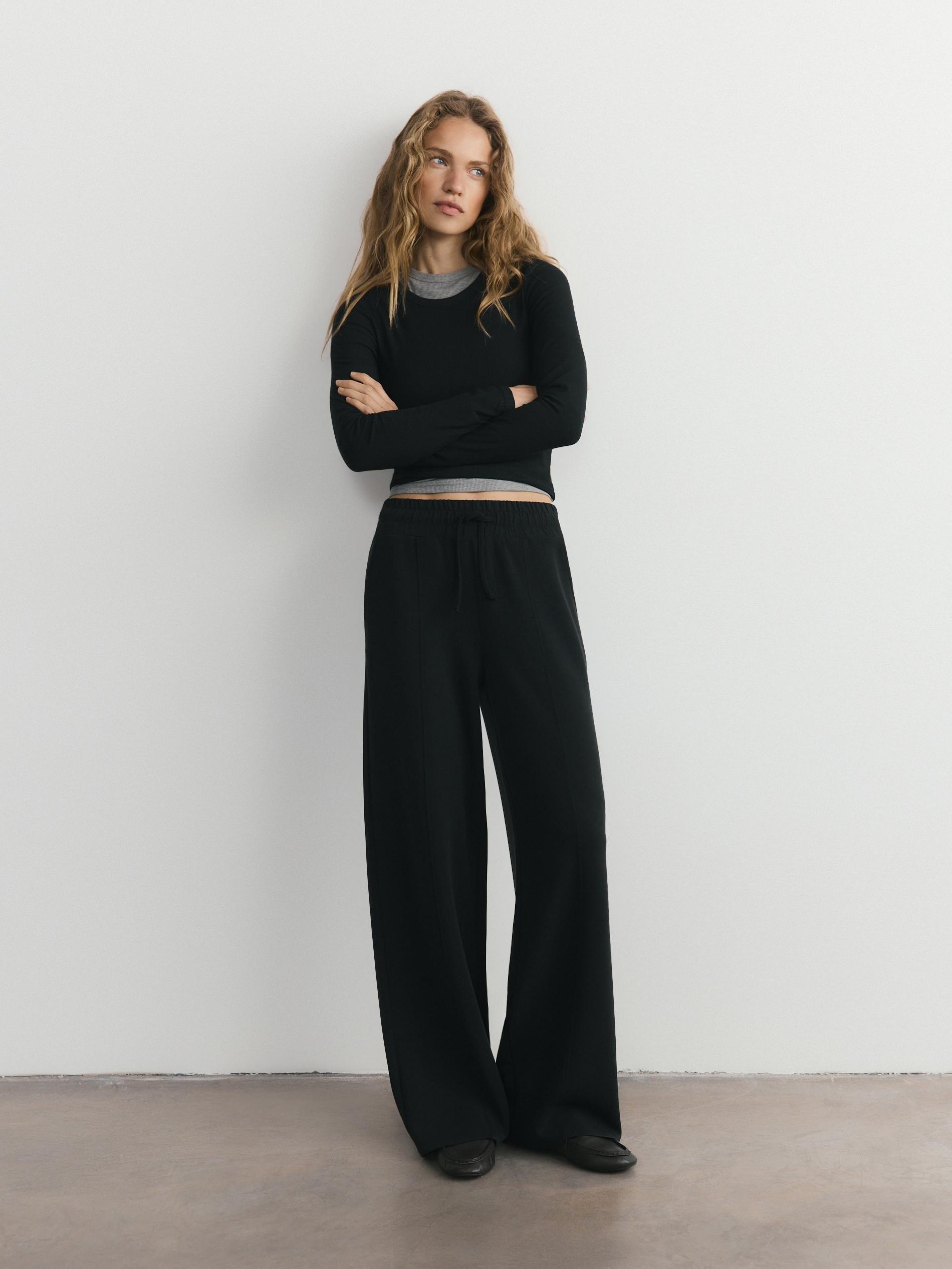 Black Modal Rich Long Sleeve T-Shirt, Black, medium