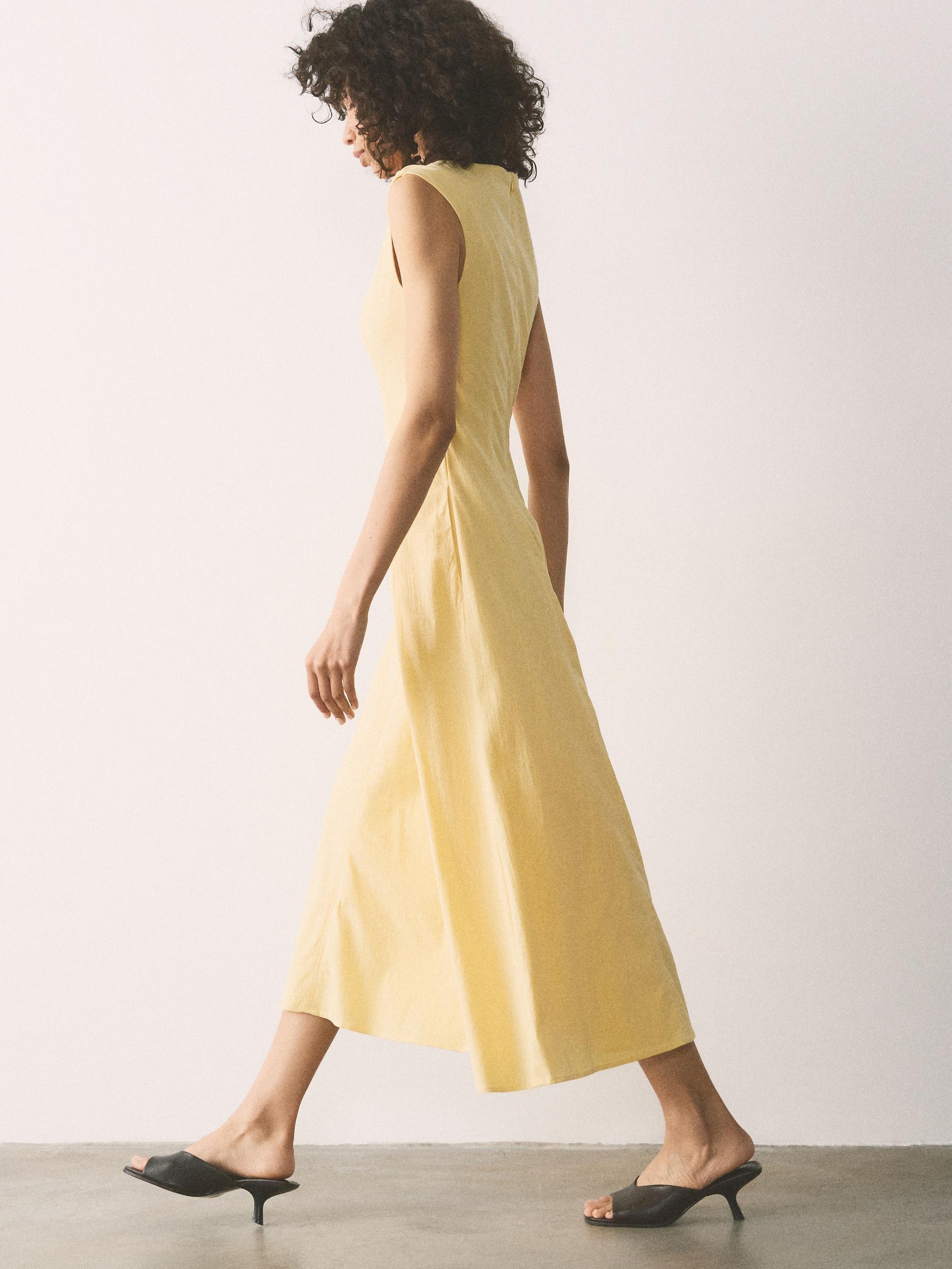 Yellow Midi Dress With Cotton, Yellow, large image number 1
