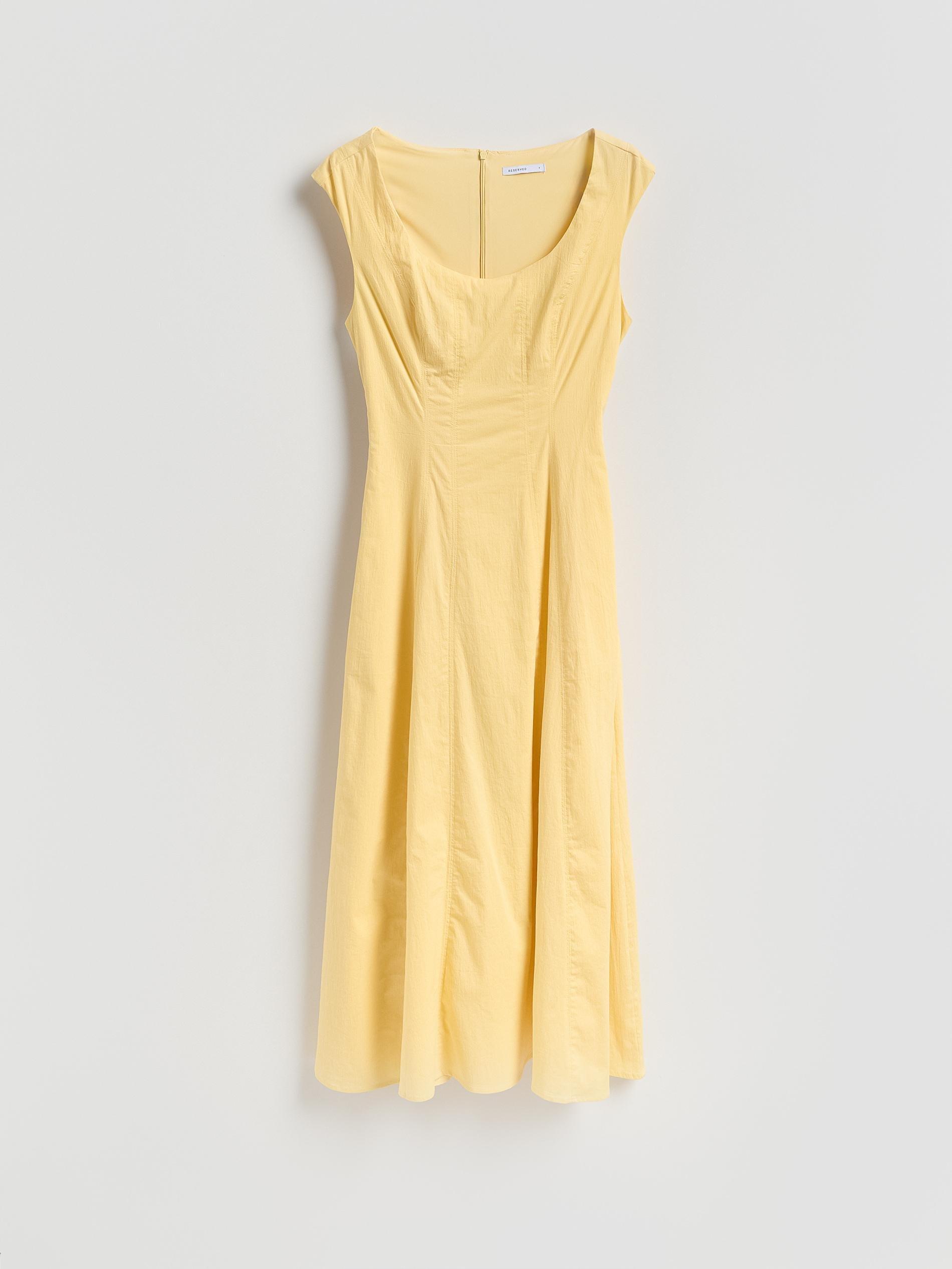 Yellow Midi Dress With Cotton, Yellow, large image number 4