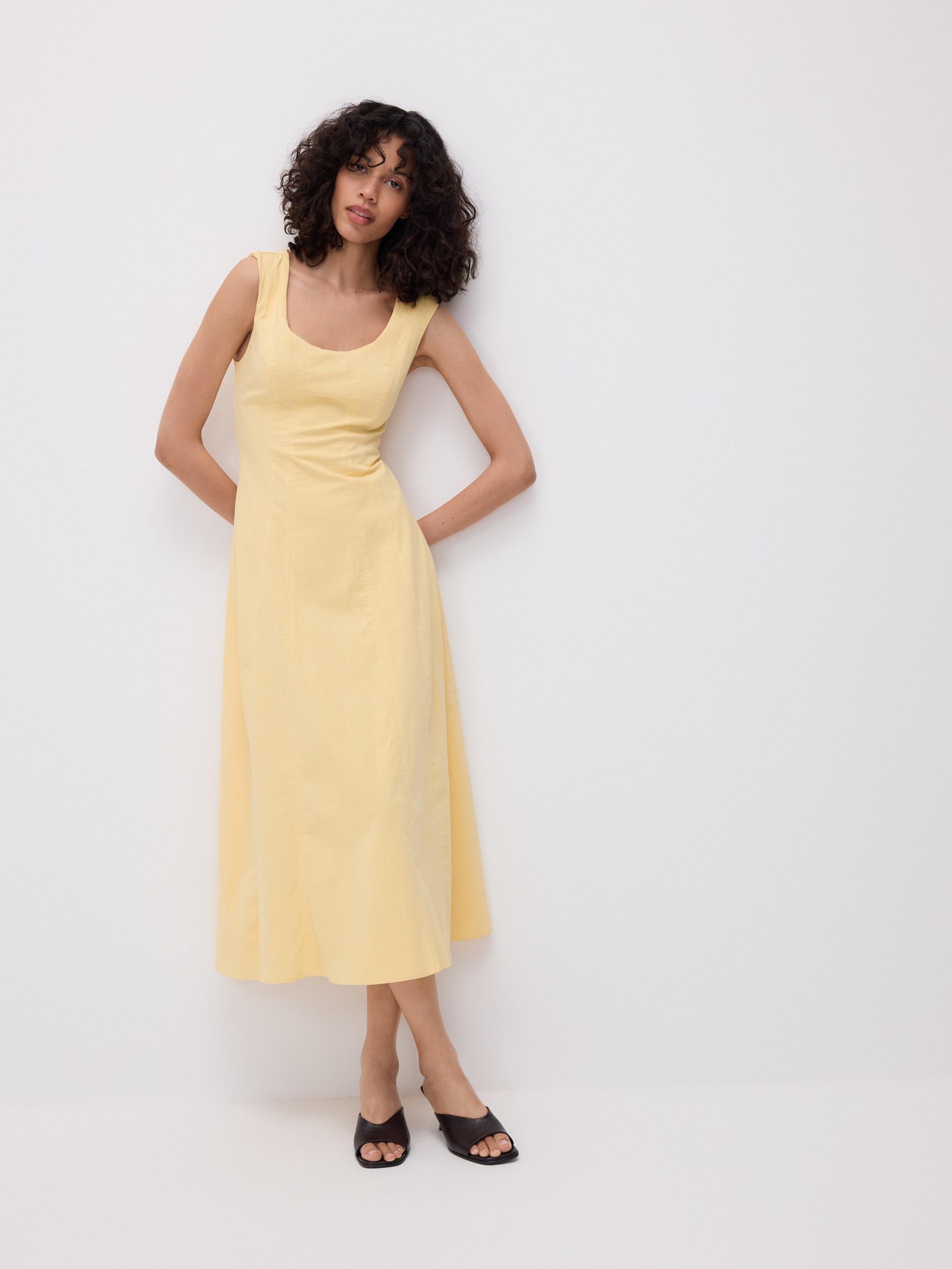 Yellow Midi Dress With Cotton, Yellow, large image number 6
