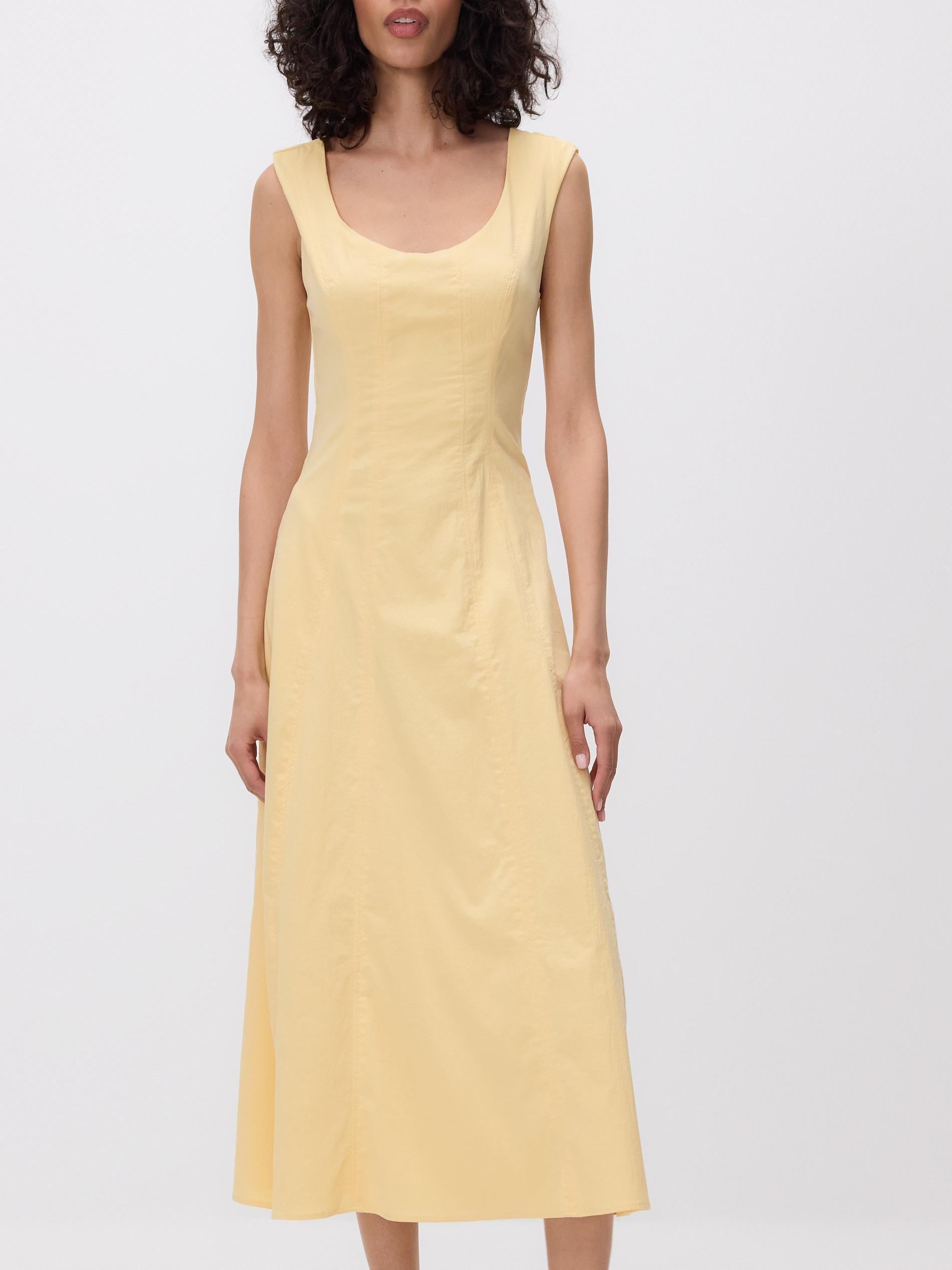 Yellow Midi Dress With Cotton, Yellow, large image number 8