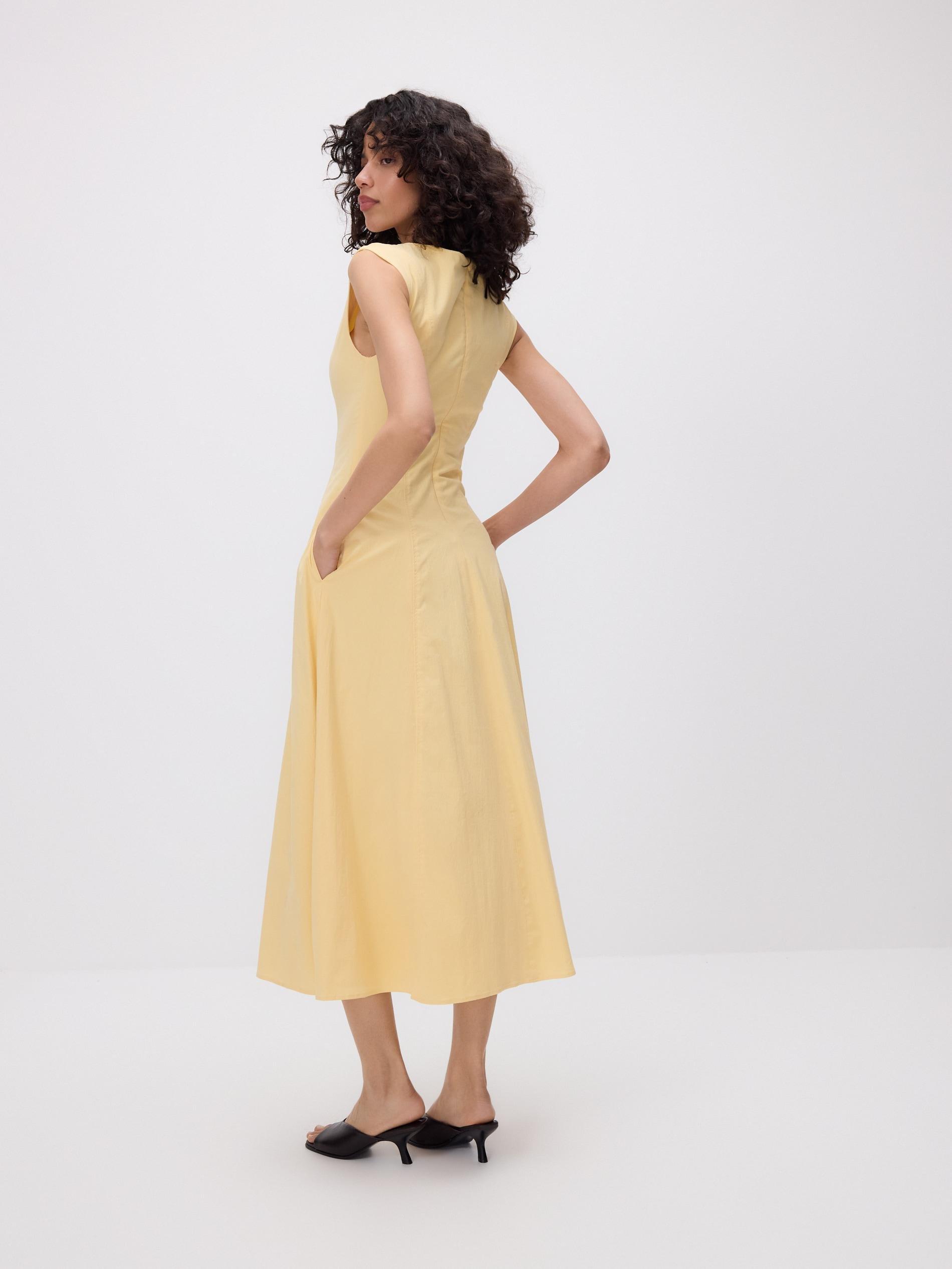 Yellow Midi Dress With Cotton, Yellow, large image number 9