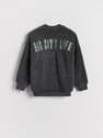 Reserved - Dark Grey Sherpa Bomber With Embroidered Inscription, Kids Boy