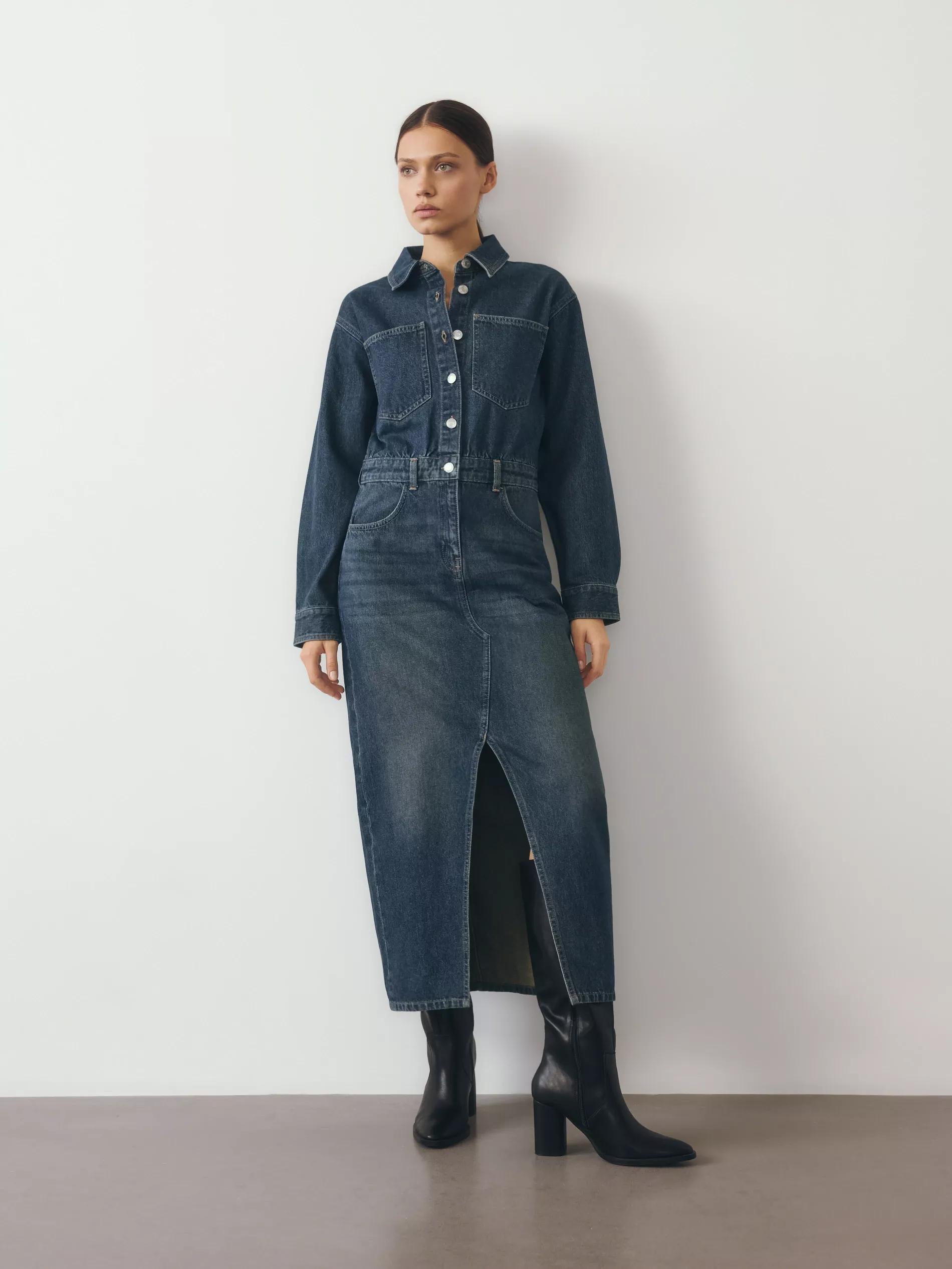 Blue Jeans Denim Midi Dress, , large image number 1
