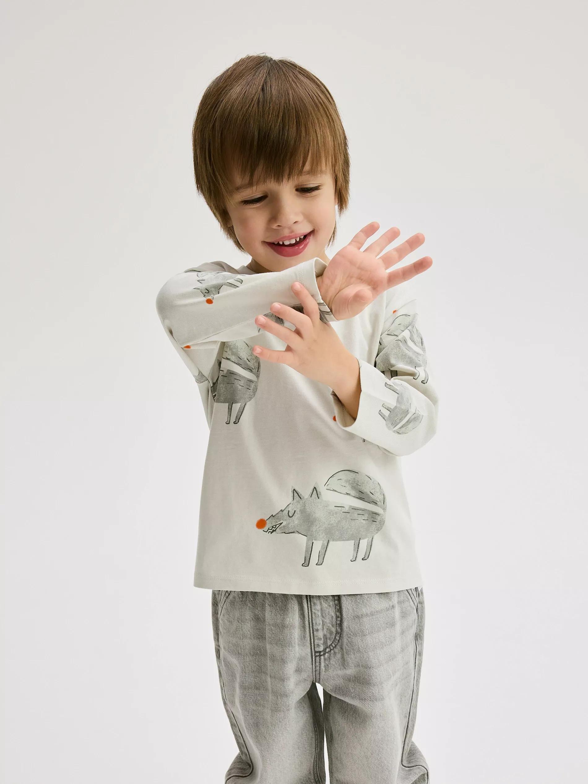 Grey Set Of 3 Long-Sleeved Cotton T-Shirts, , large image number 4