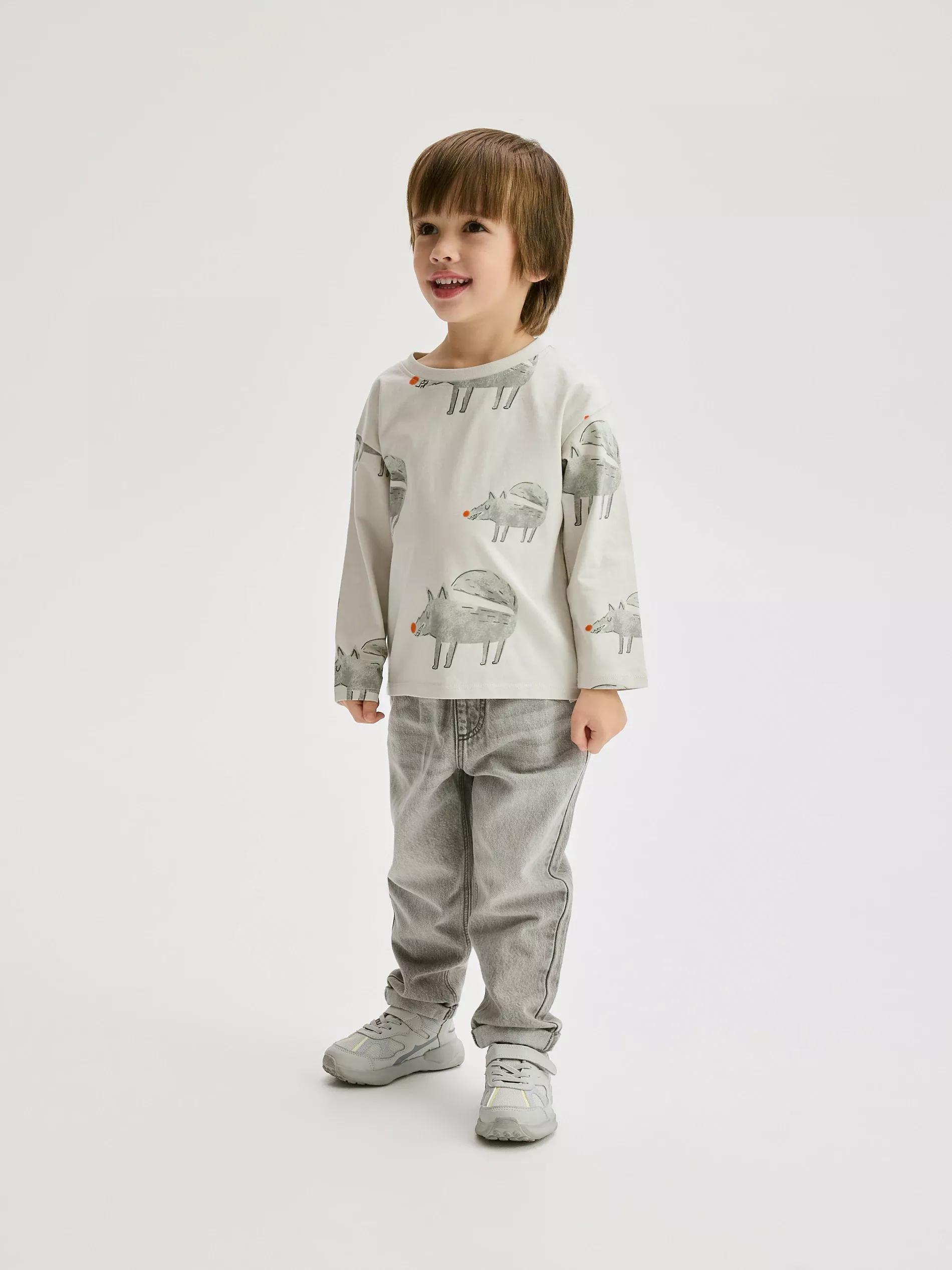 Grey Set Of 3 Long-Sleeved Cotton T-Shirts, , large image number 5