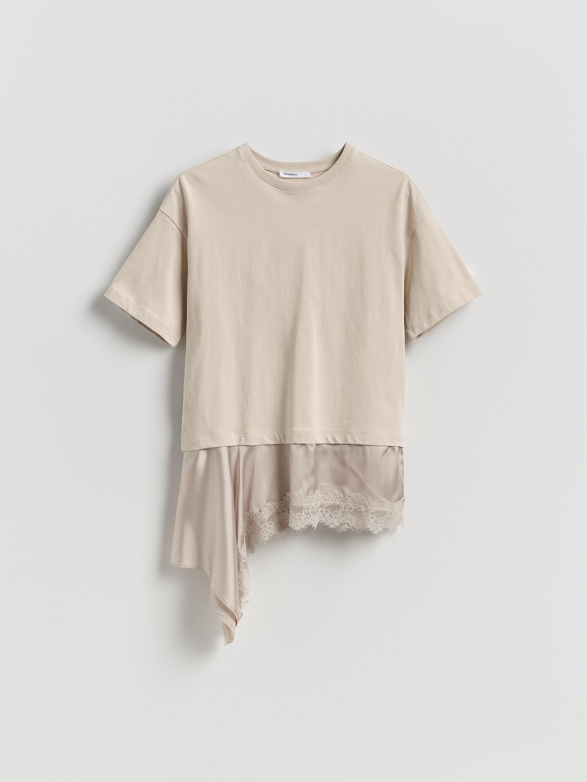 Beige Asymmetrical T-Shirt, Ivory, large image number 4