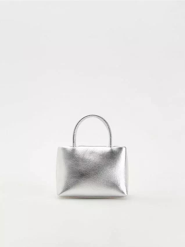Silver Mini Tote Bag, Silver, large image number 0