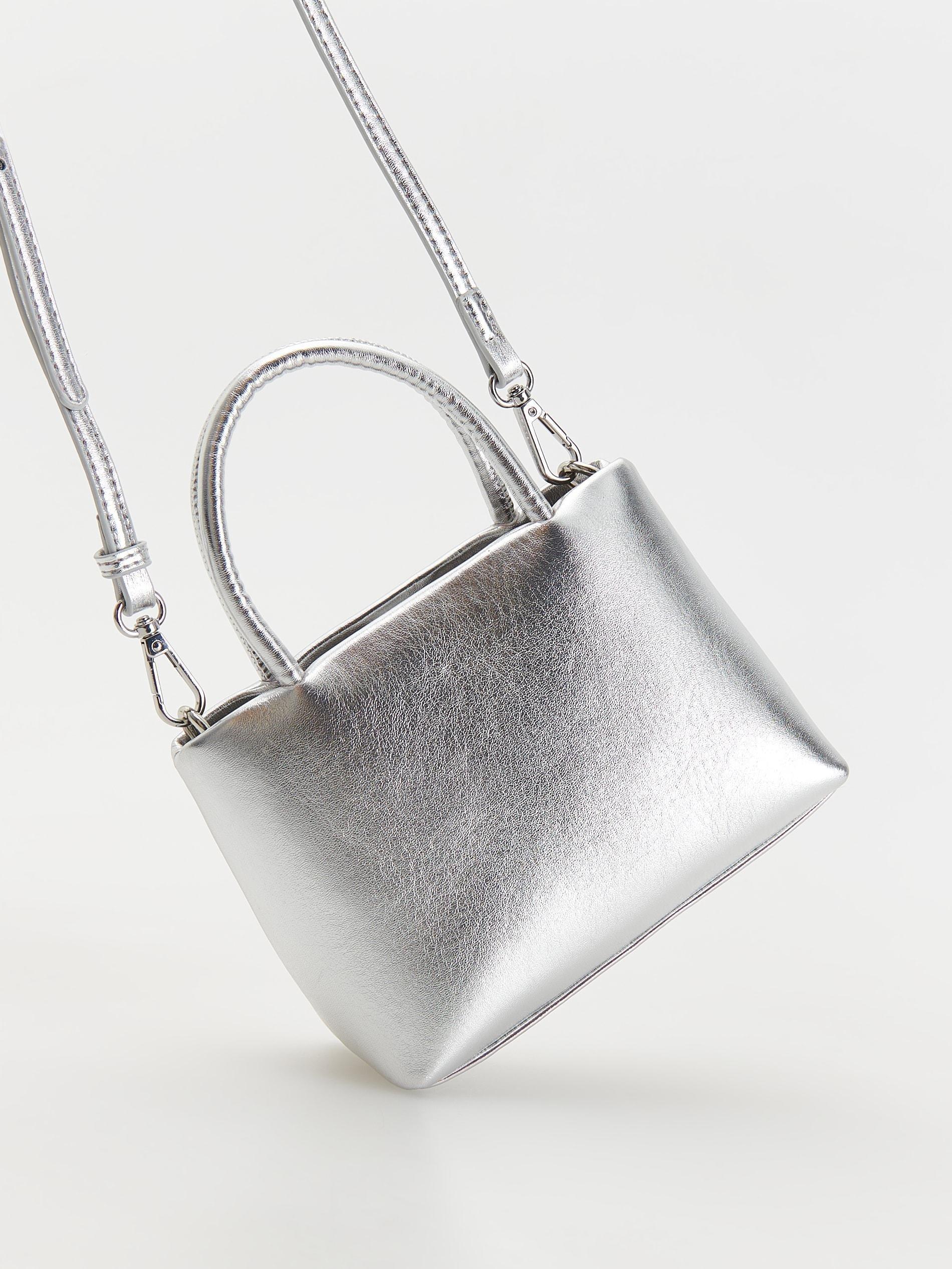 Silver Mini Tote Bag, Silver, large image number 2
