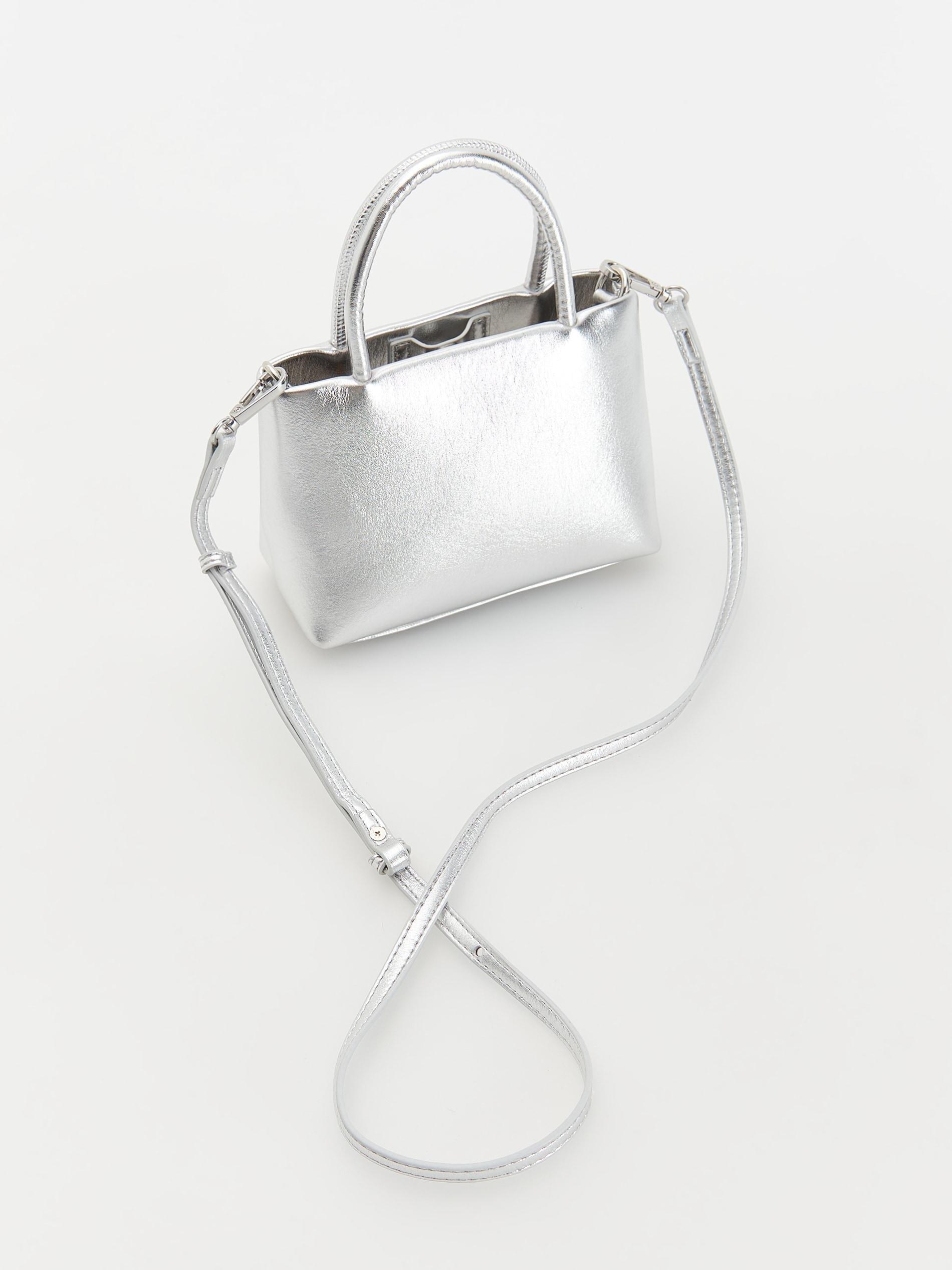 Silver Mini Tote Bag, Silver, large image number 3