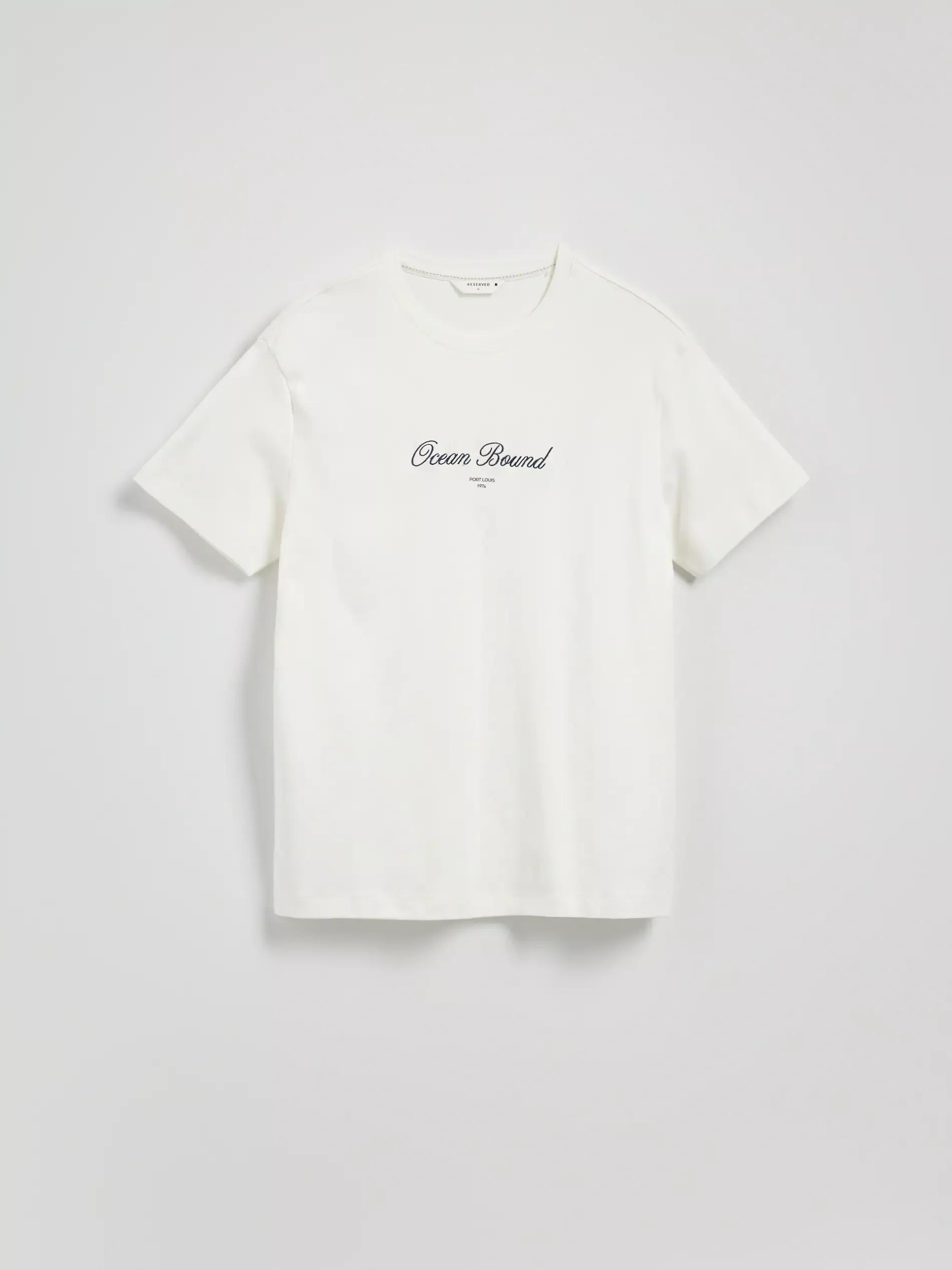 Cream Regular Fit T-Shirt With Embroidery, Ivory, large image number 5