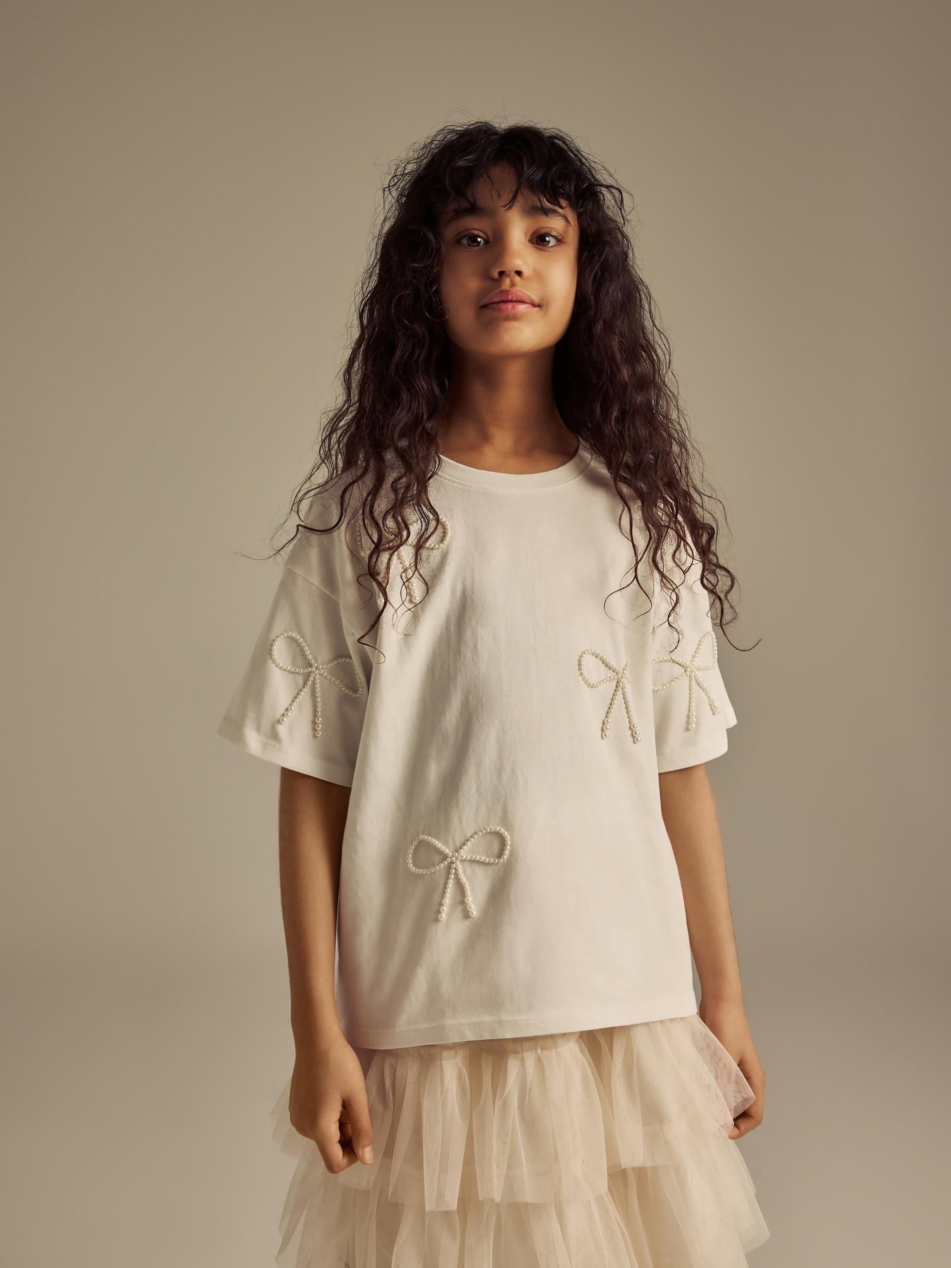 Cream Blouse, Kids Girl, Ivory, medium