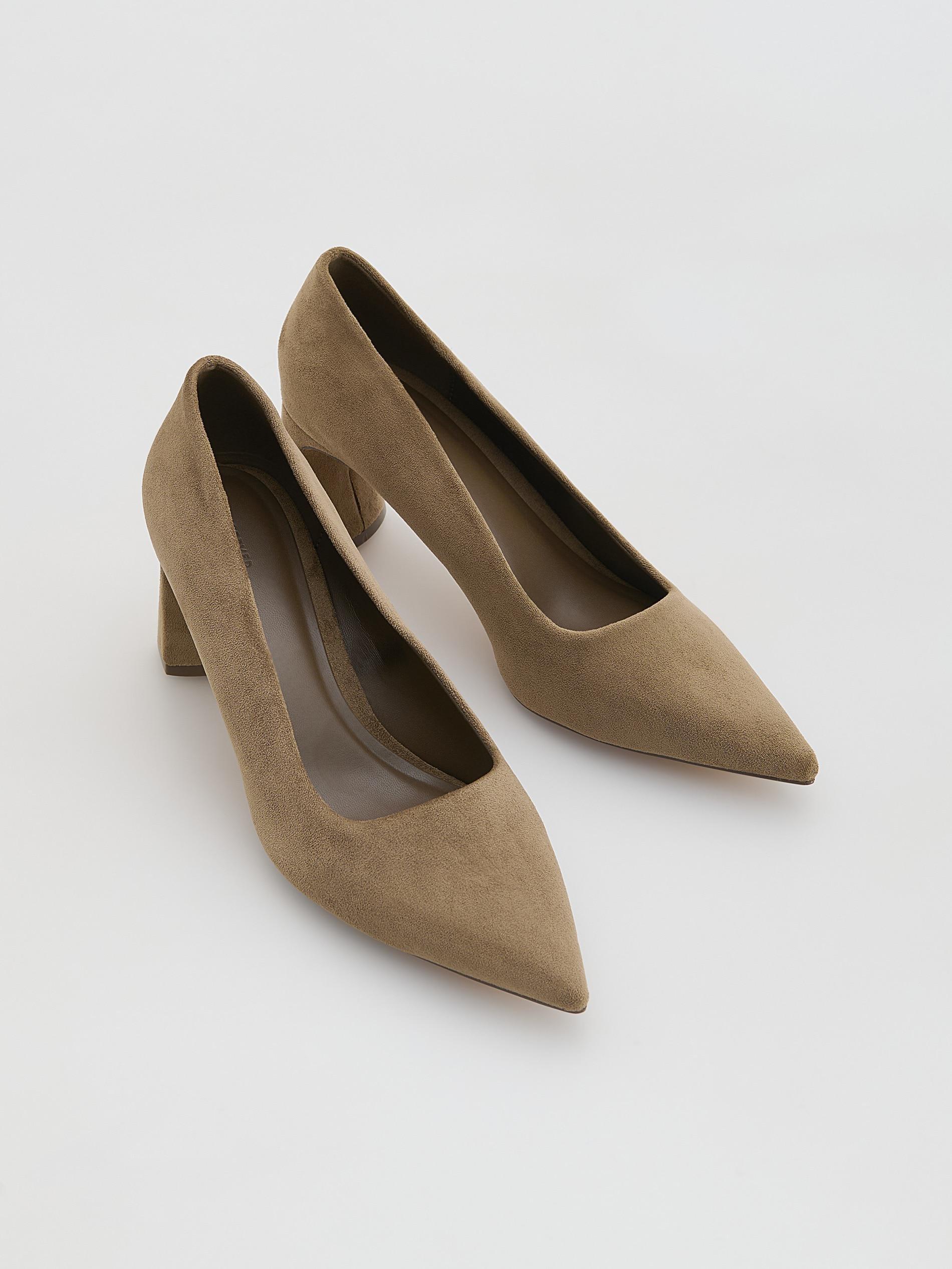 Beige Block Heel Pumps, Beige, large image number 1
