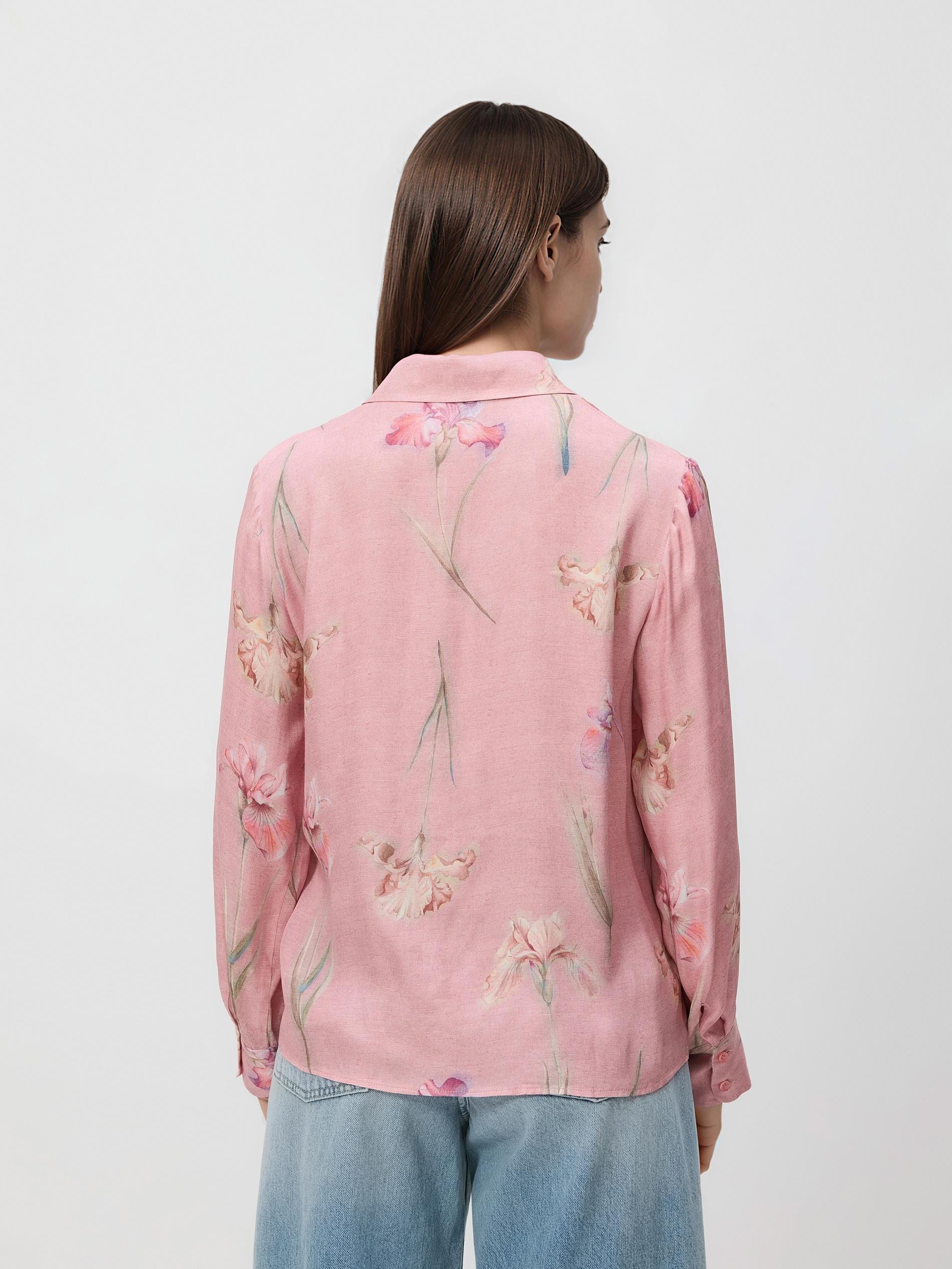 Pink Viscose Shirt In Floral Print, Pink, large image number 2