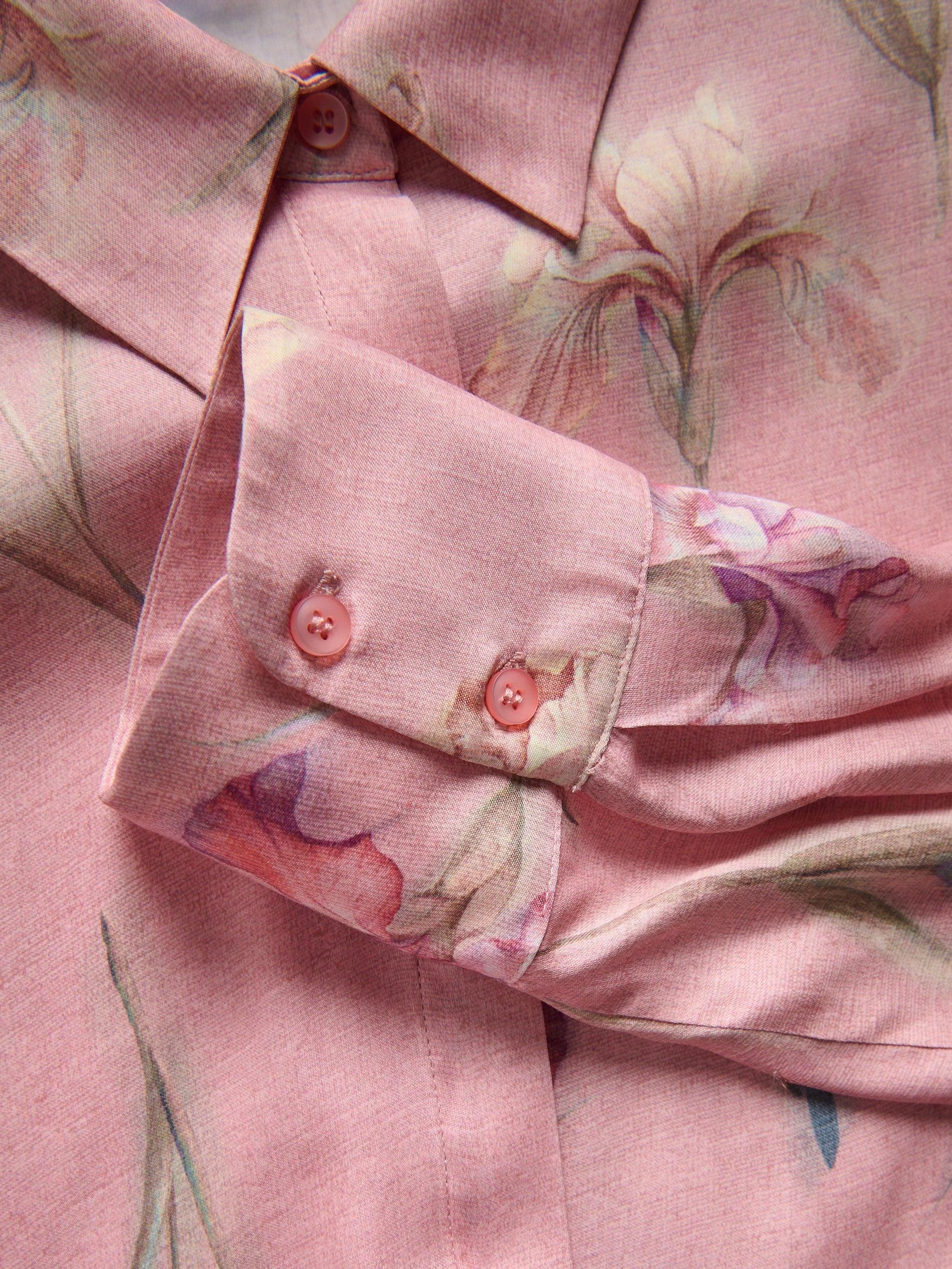 Pink Viscose Shirt In Floral Print, Pink, large image number 4