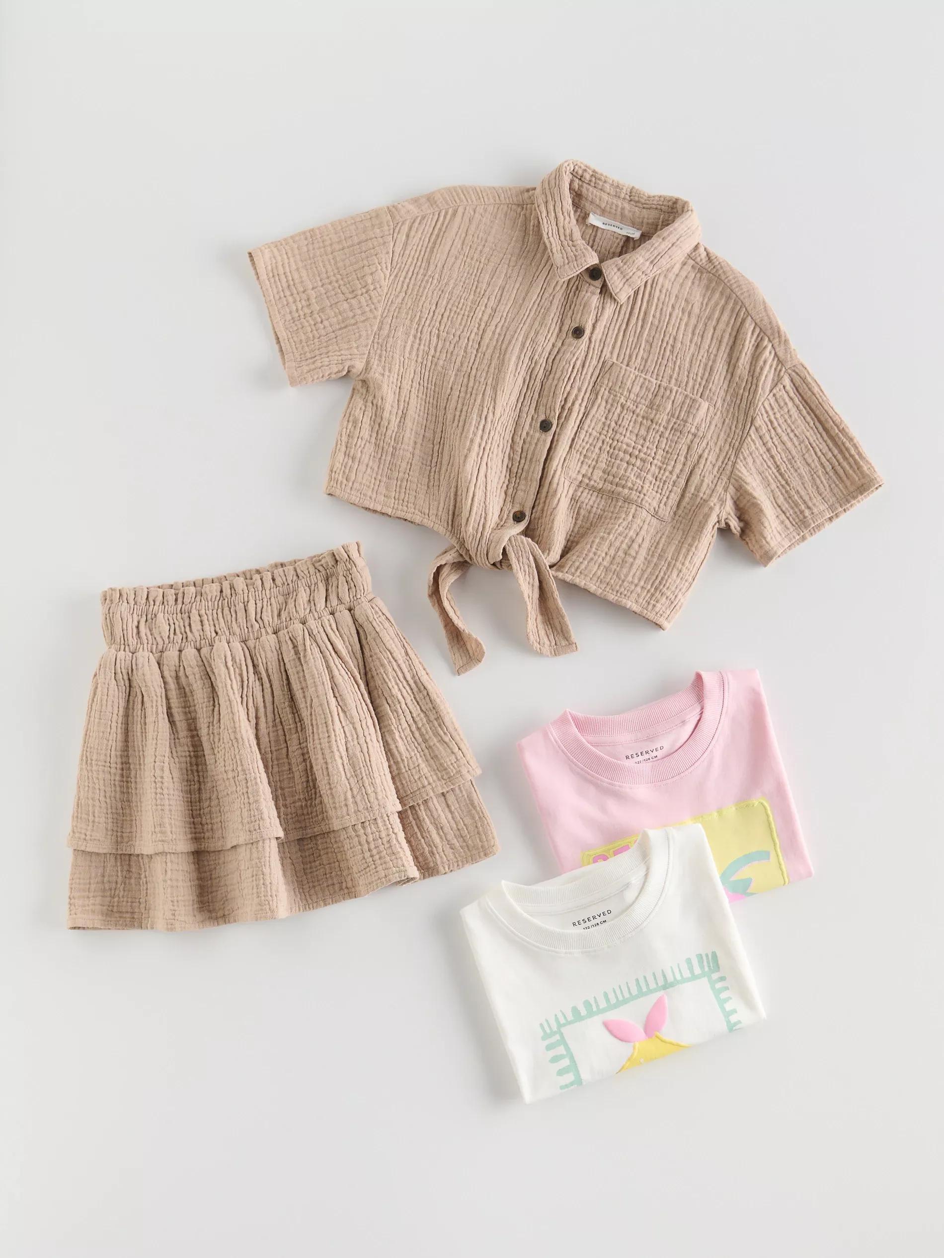 Beige Muslin Tie-Front Shirt, , large image number 0