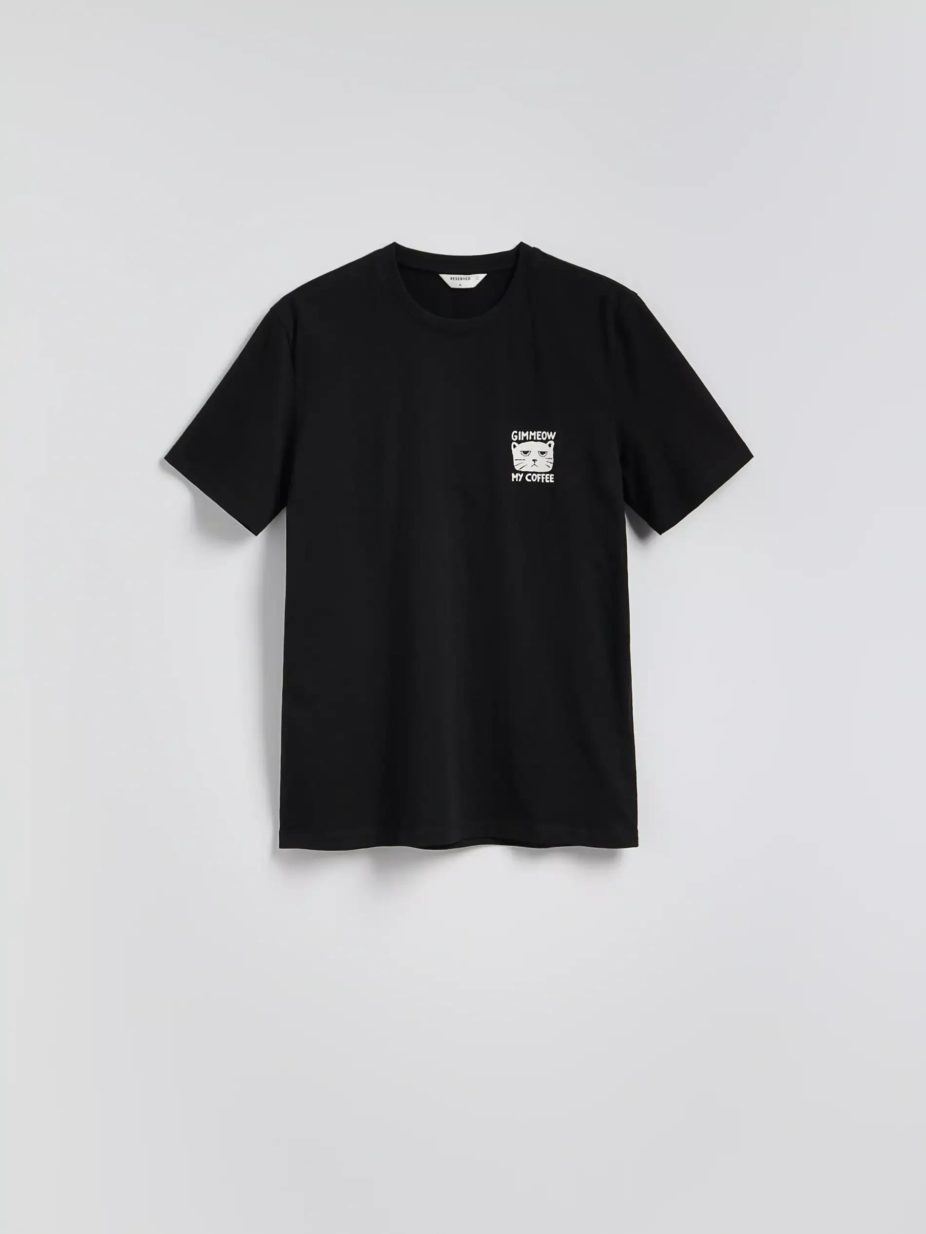Black Regular Fit Printed T-Shirt, Black, large image number 0