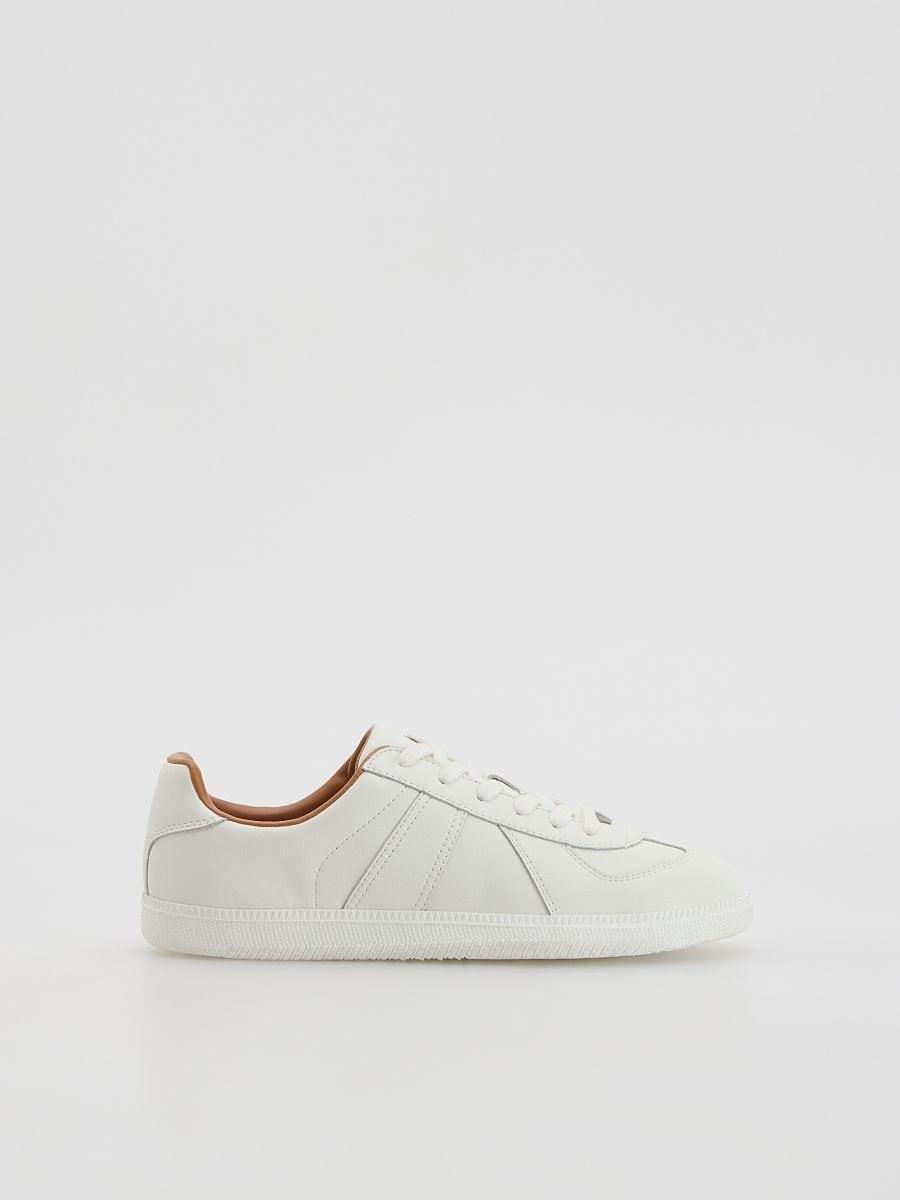 Cream Leather Rich Sneakers, Ivory, medium