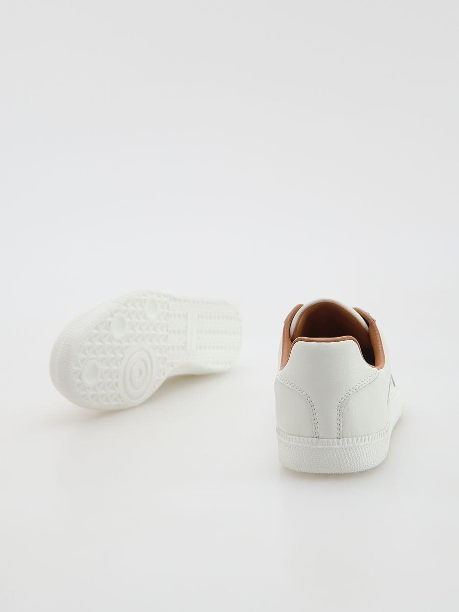 Cream Leather Rich Sneakers, Ivory, medium
