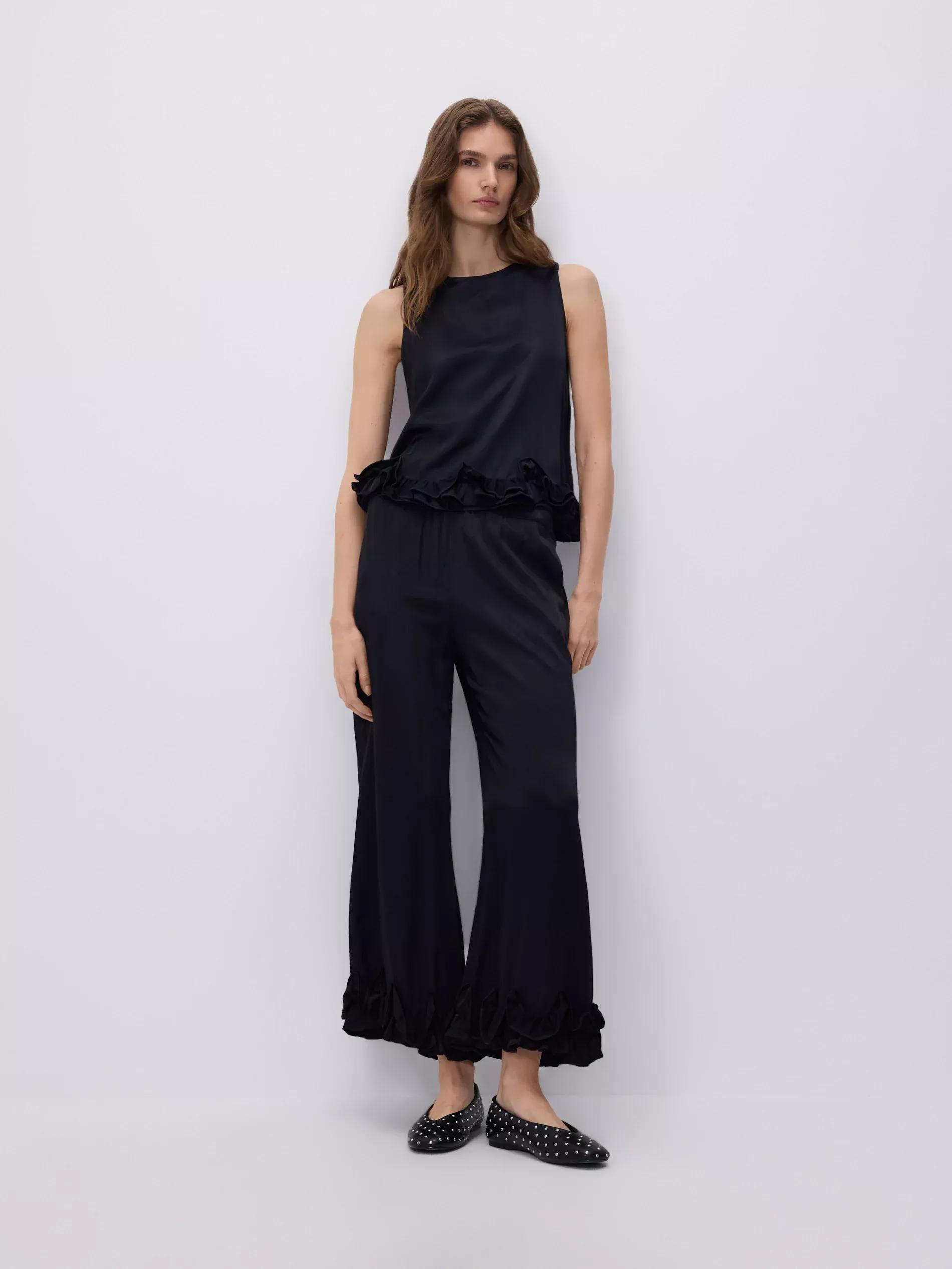 Black Viscose Rich Top, Black, medium