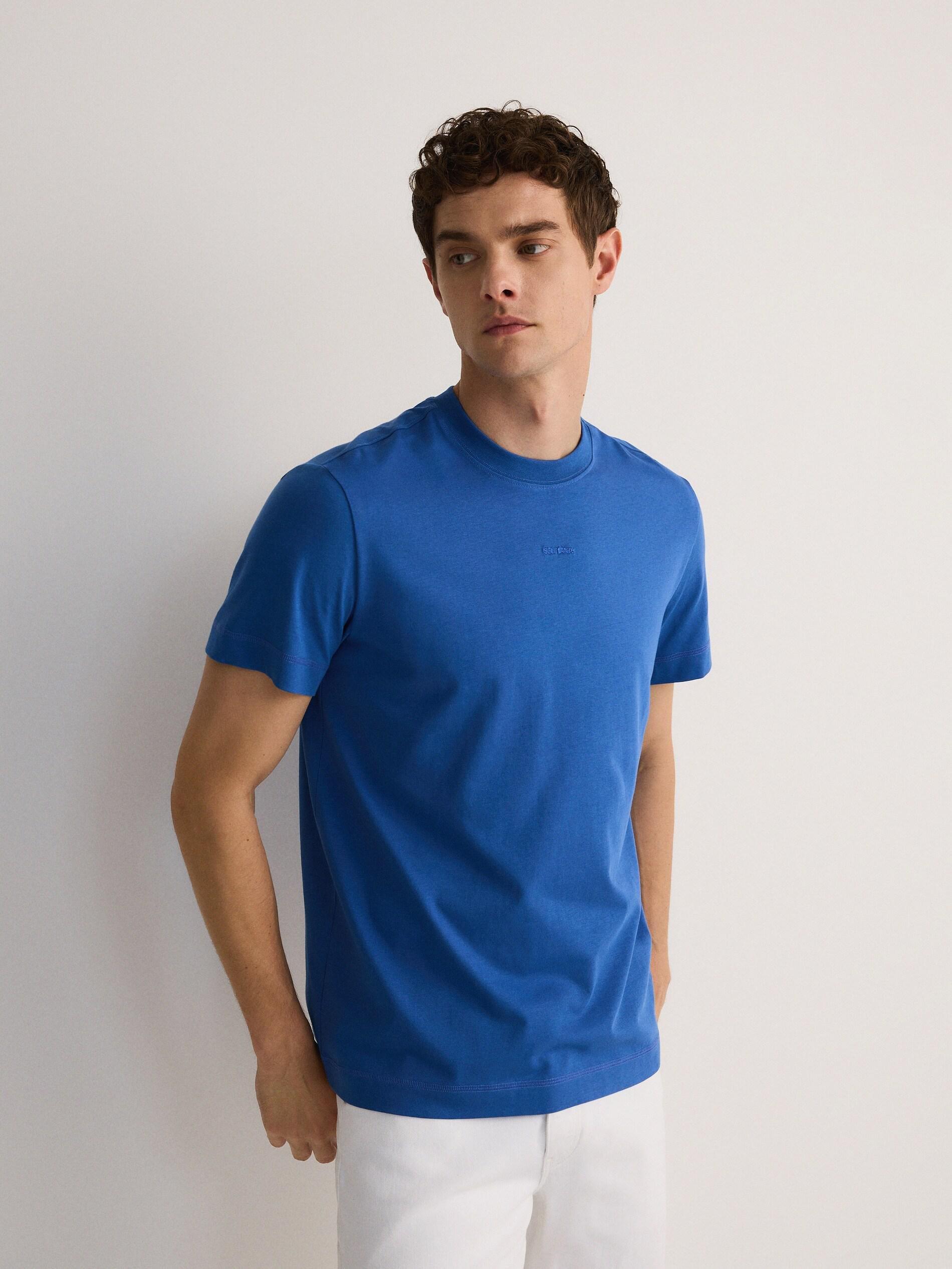 Blue Plain Regular Fit T-Shirt, , large image number 6