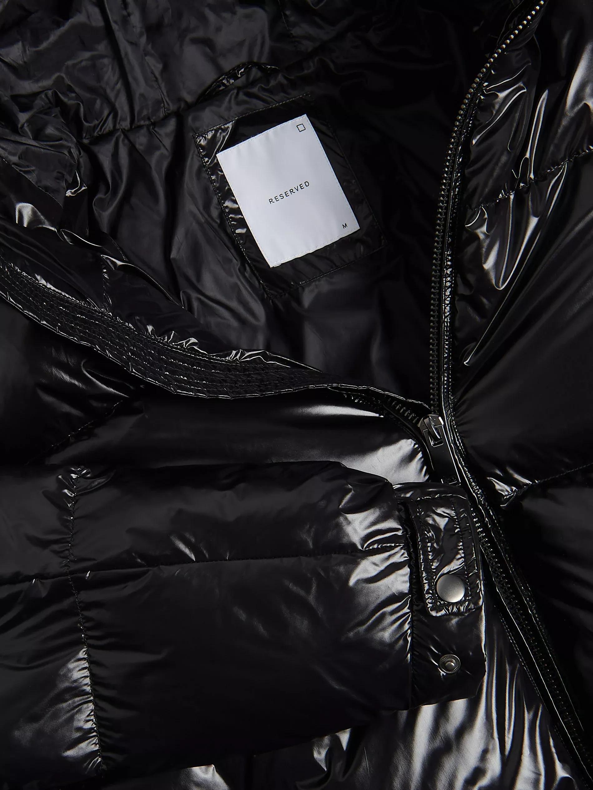 Black Down Jacket With Hood, Black, large image number 5