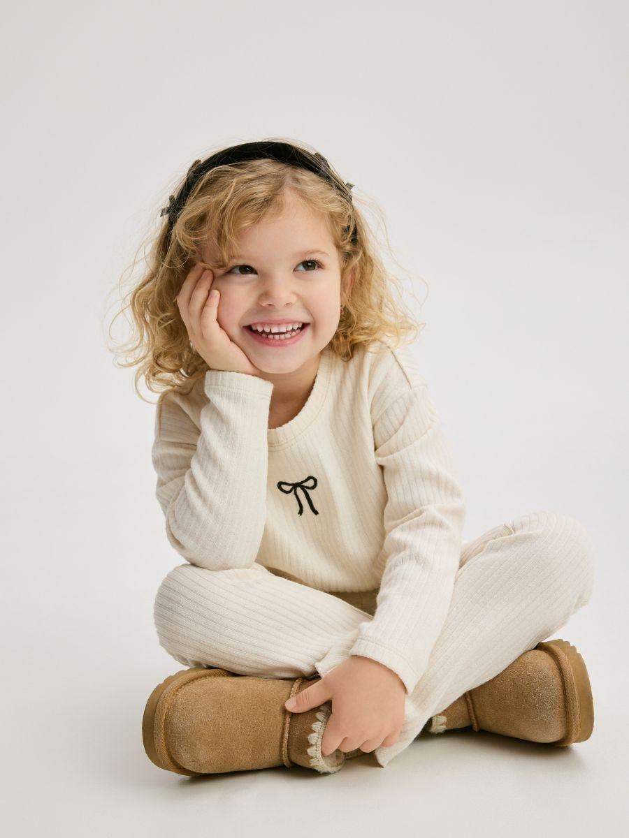 Beige Blouse & Trousers, Kids Unisex, Ivory, large image number 2
