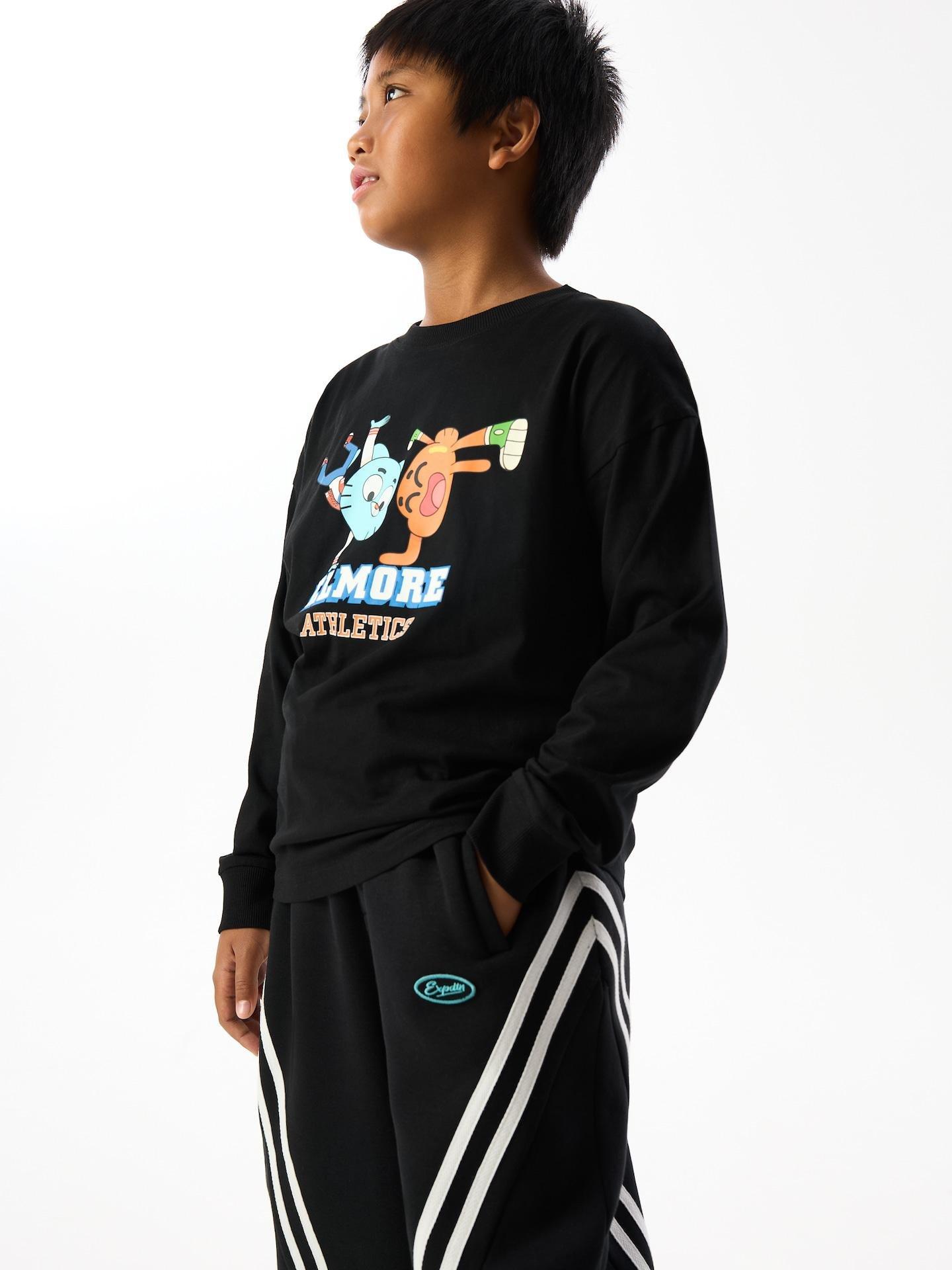 Black Baggy Joggers With Side Stripes, Black, medium