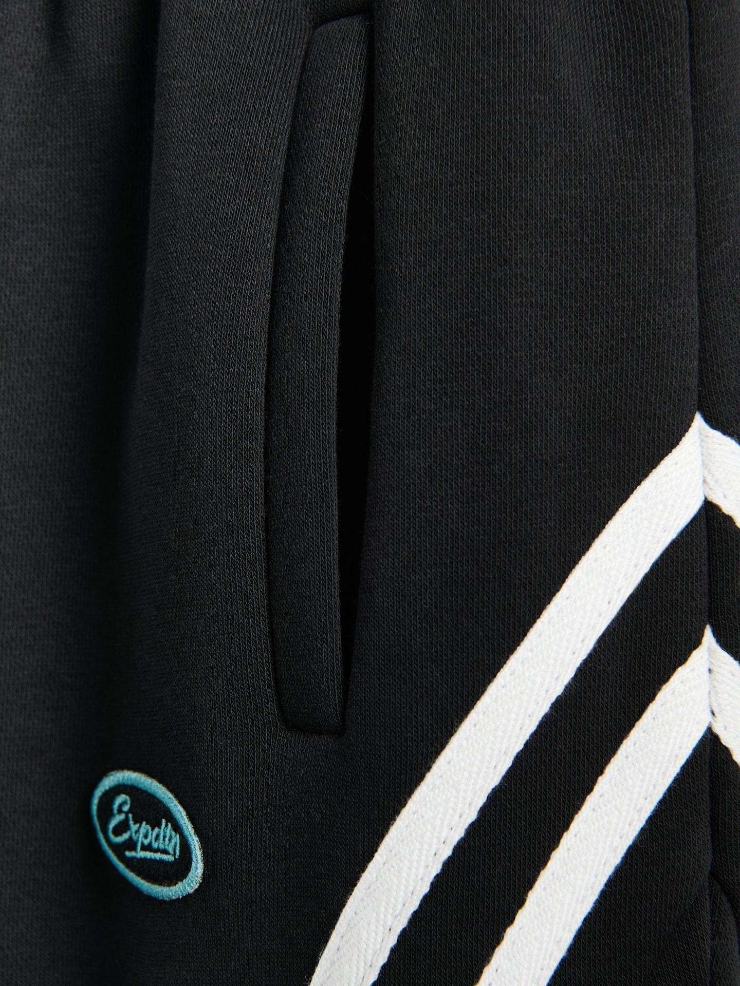 Black Baggy Joggers With Side Stripes, Black, large image number 6